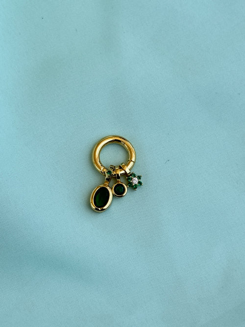 Al06 anti tarnish green flower stones charms (pendent)