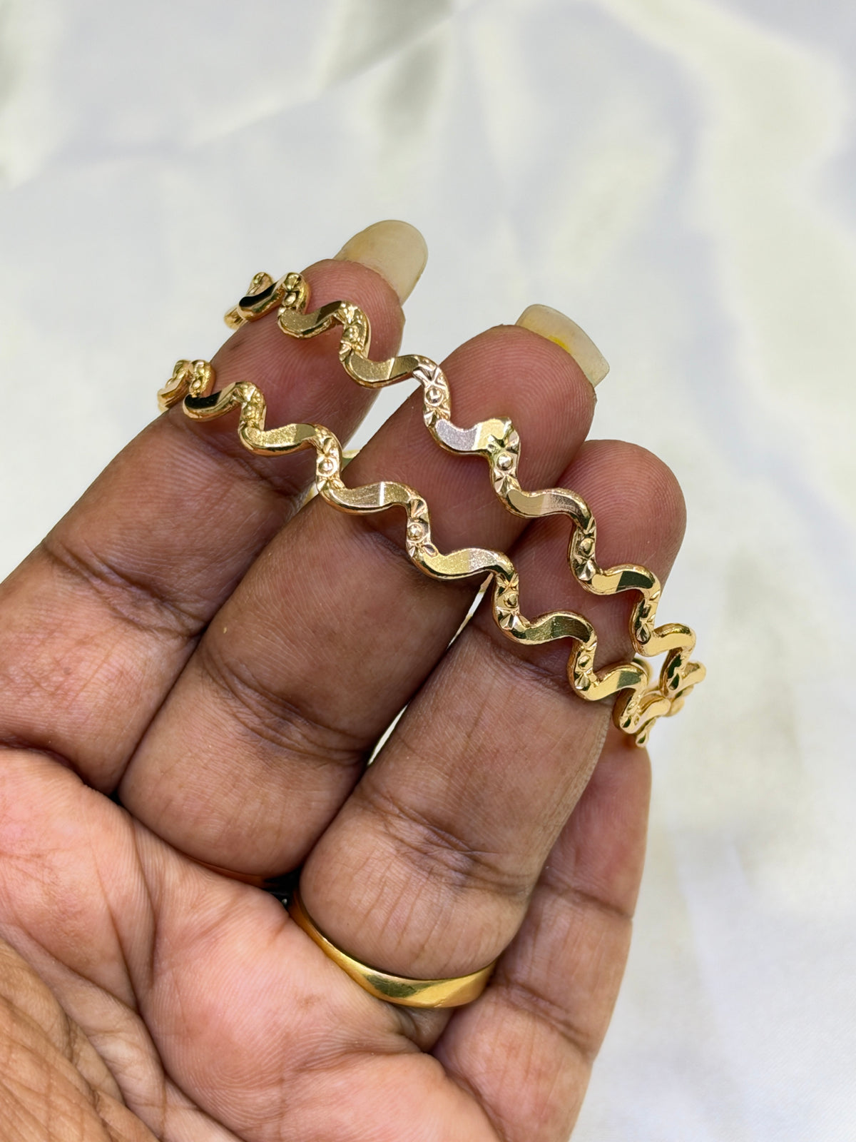 Ph817 Panchaloham unpolished zigzag bangles