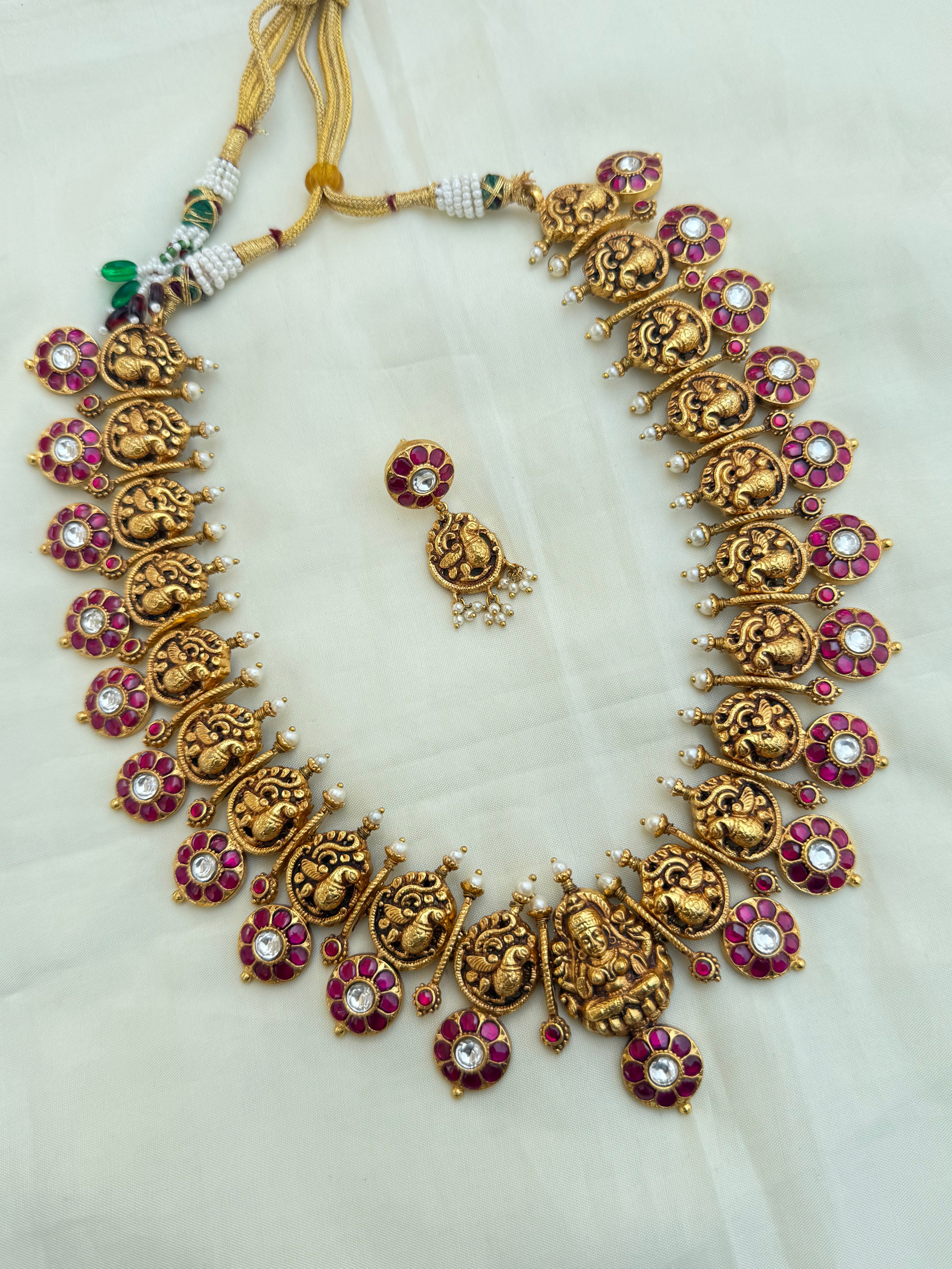 Jk002 nakshi jadau kundan bottu maala