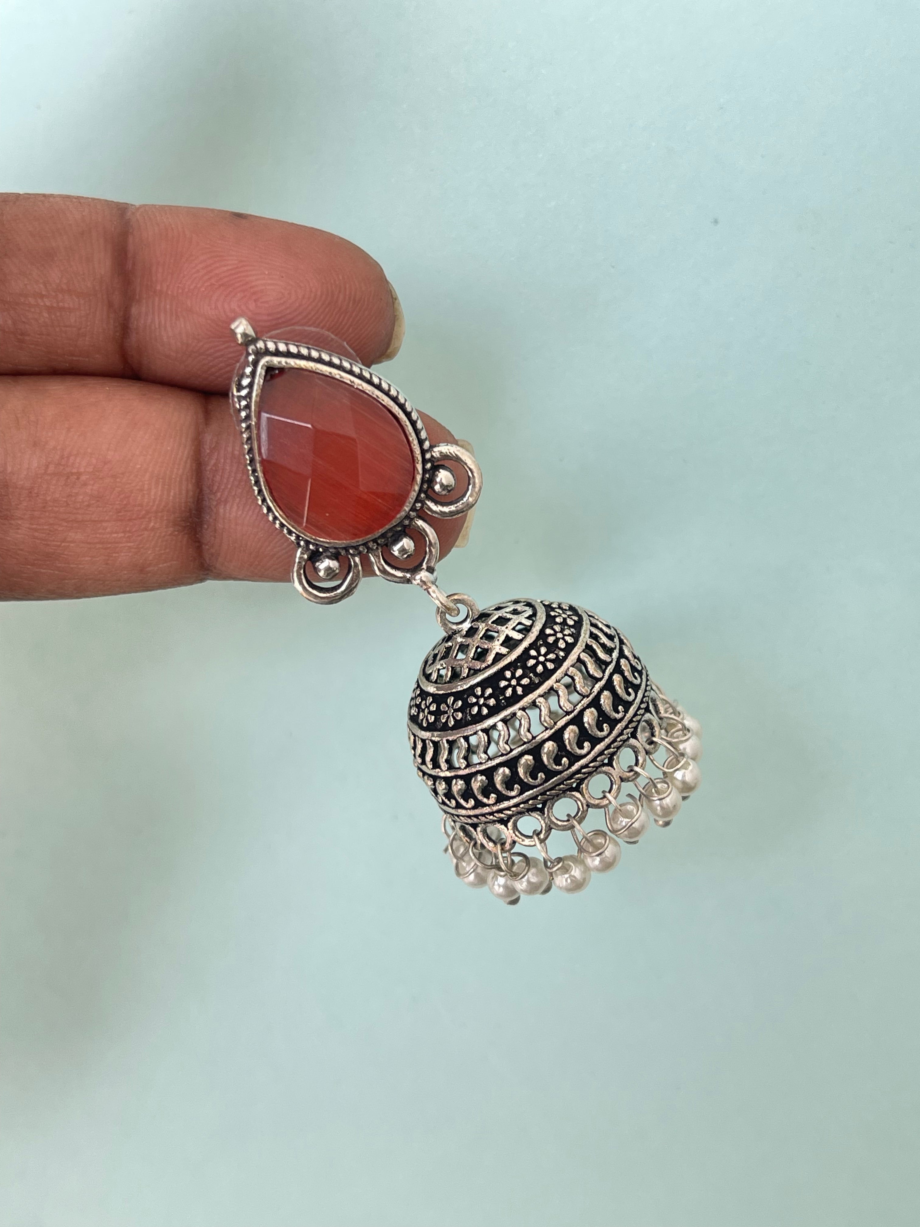 Oxo Oxidised jhumkas
