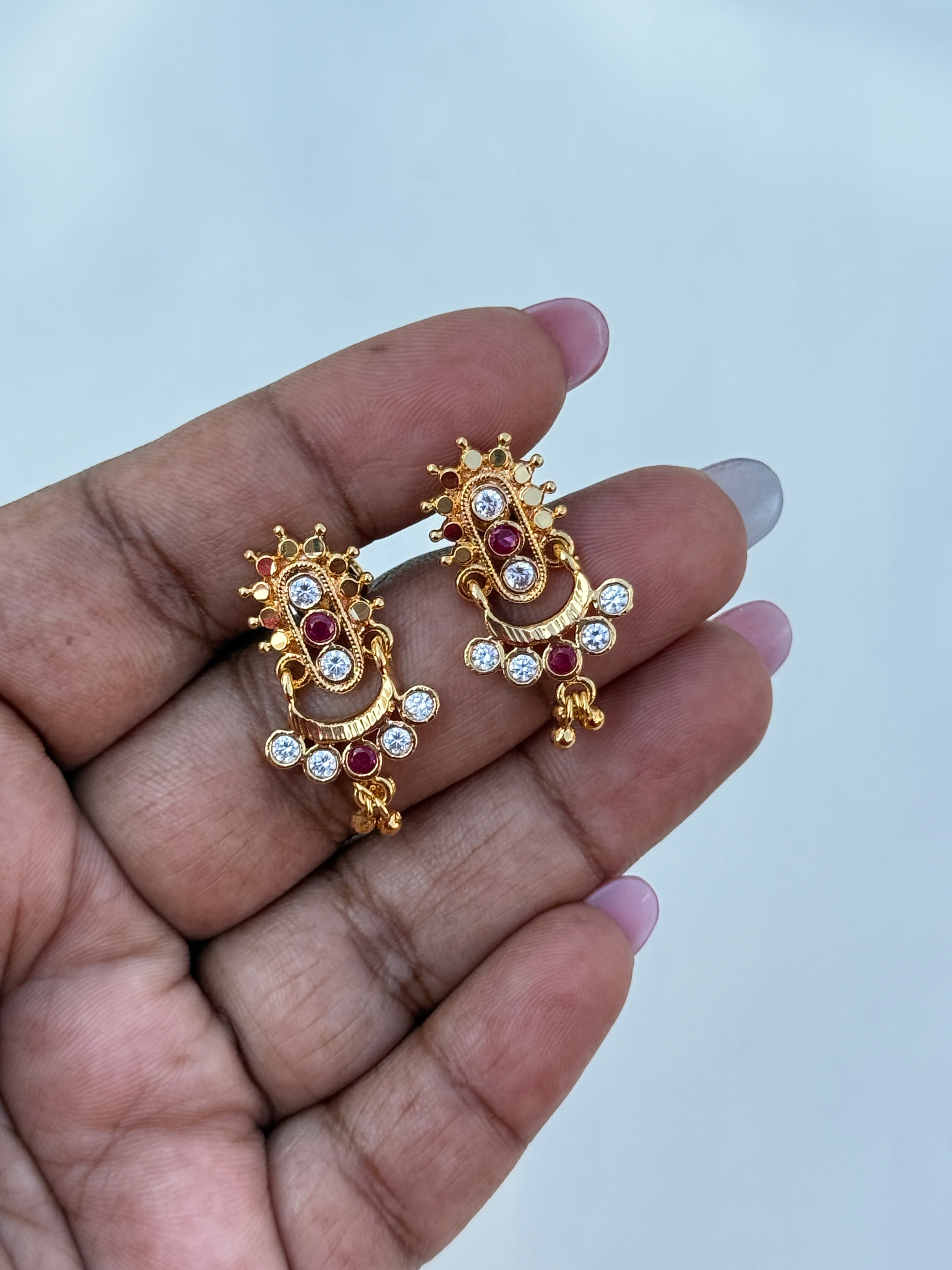 Ph179  panchaloham hanging back screw earrings