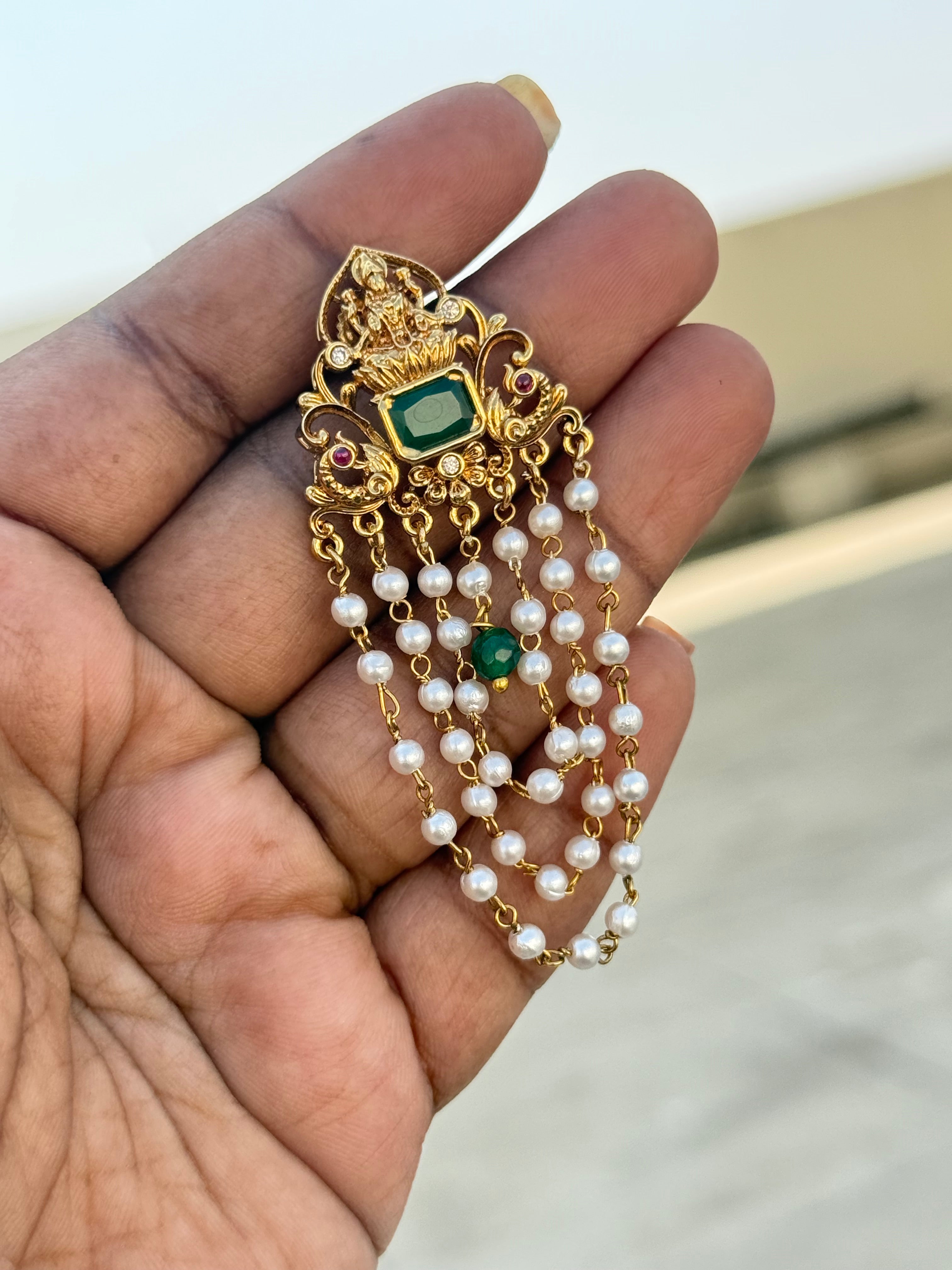 Pe001-pearl lakshmi Devi earrings
