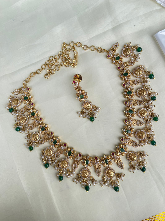 Lakshmi kasulu multi pearl neckset