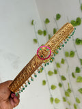 Lakshmidevi jadau Kundan duke with green beads adults hipbelt hb803