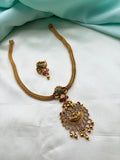 Lakshmidevi multi stones peacock nano thread short neckset with earrings ns270
