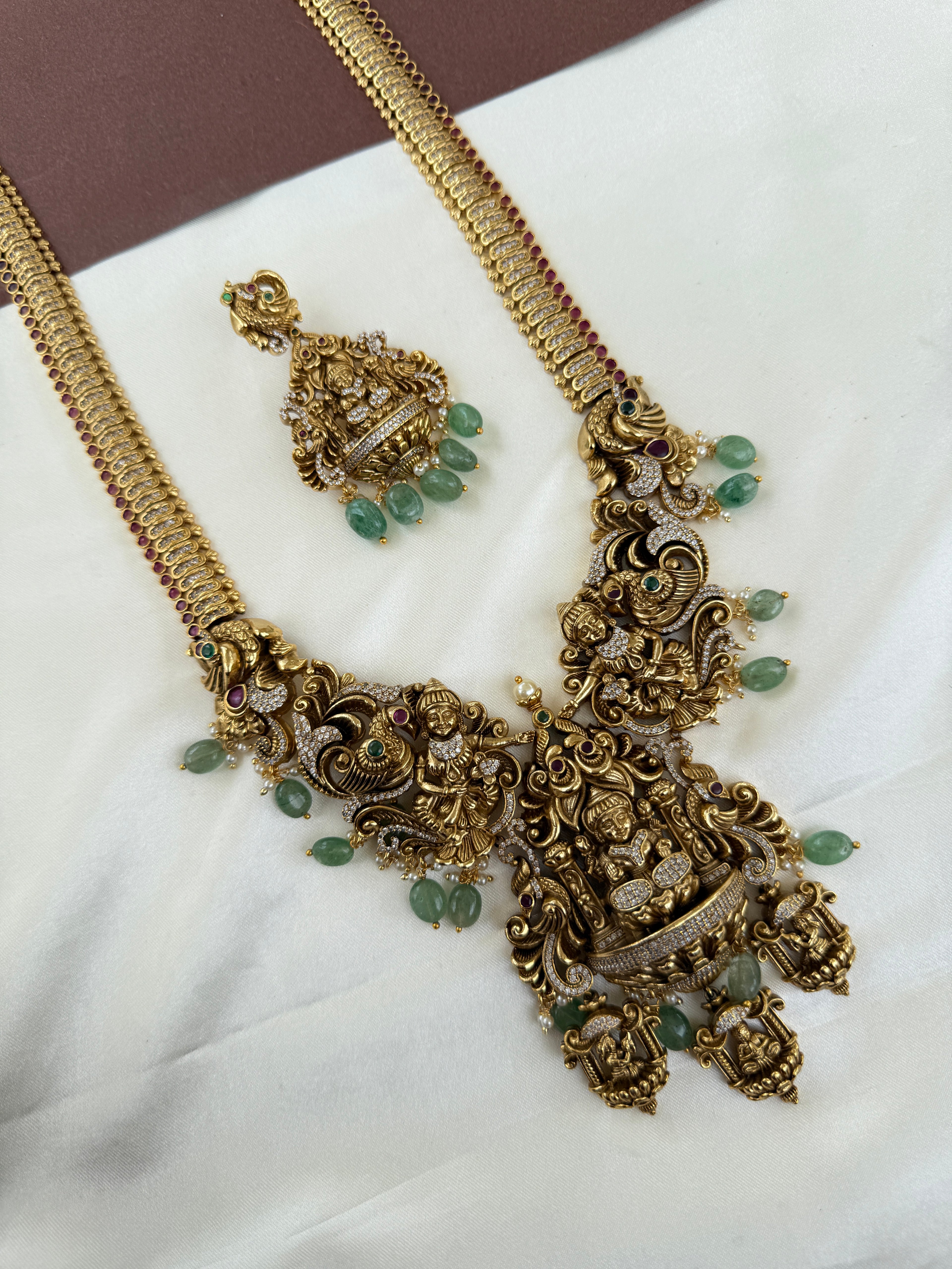 LH2031 Premium 3D work Long haram Neckset with earrings