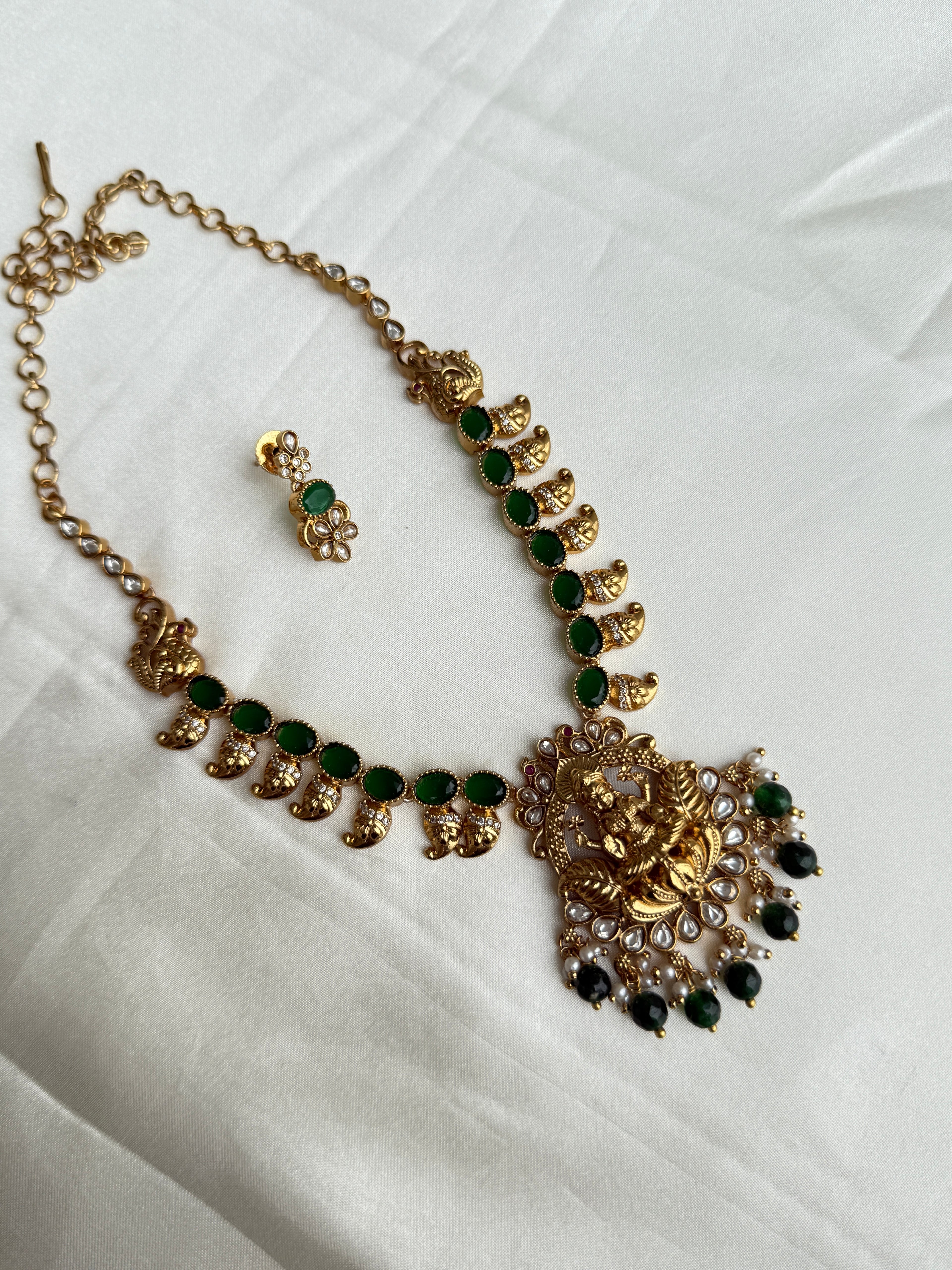 Ns342 Kundan Lakshmi Devi mango neckset