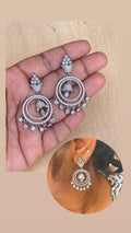 Zircon chandbali bell earrings