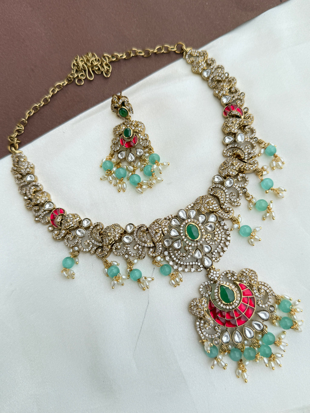 Ns341 victorian jadau Kundan  neckset