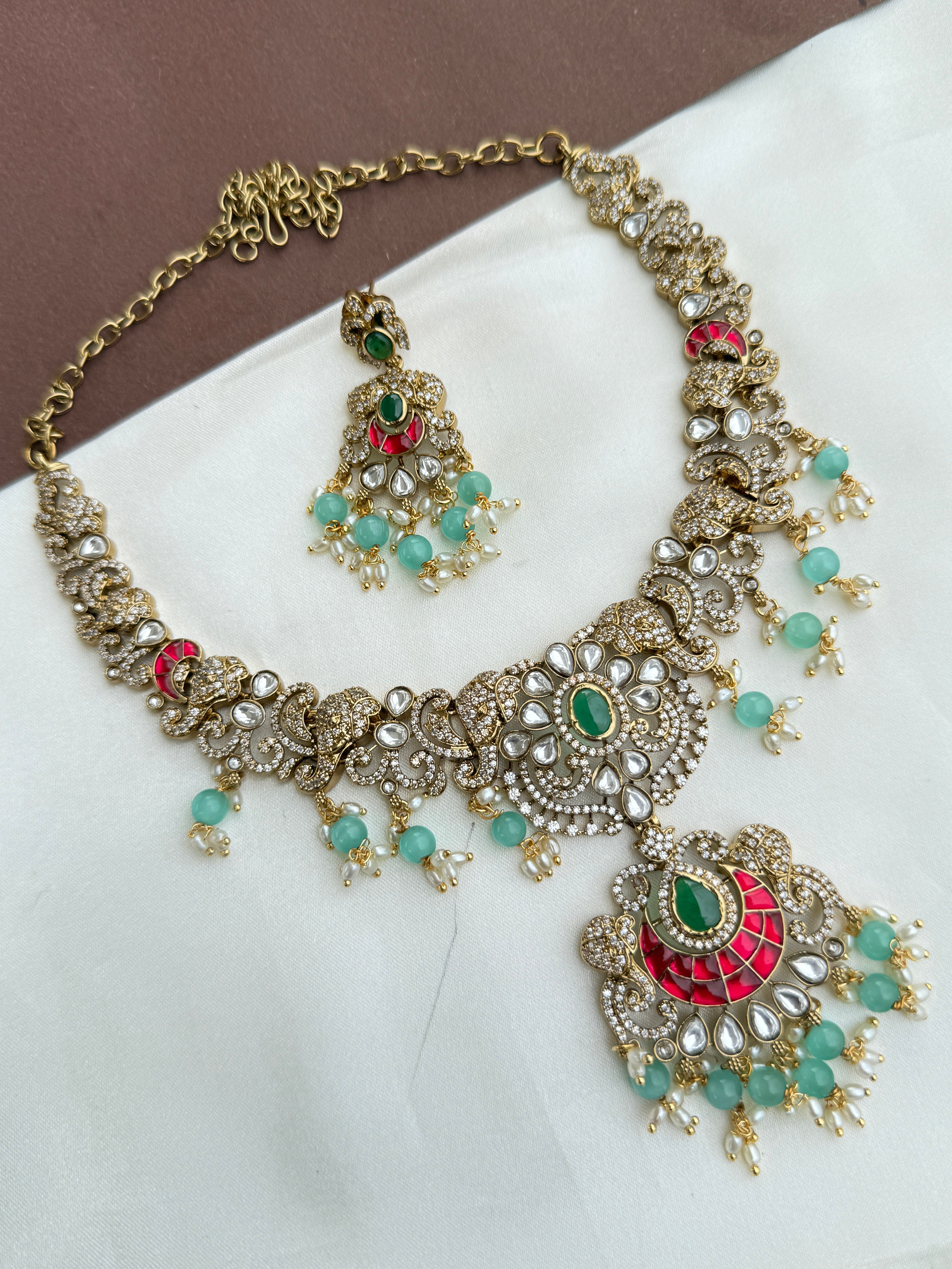 Ns341 victorian jadau Kundan  neckset