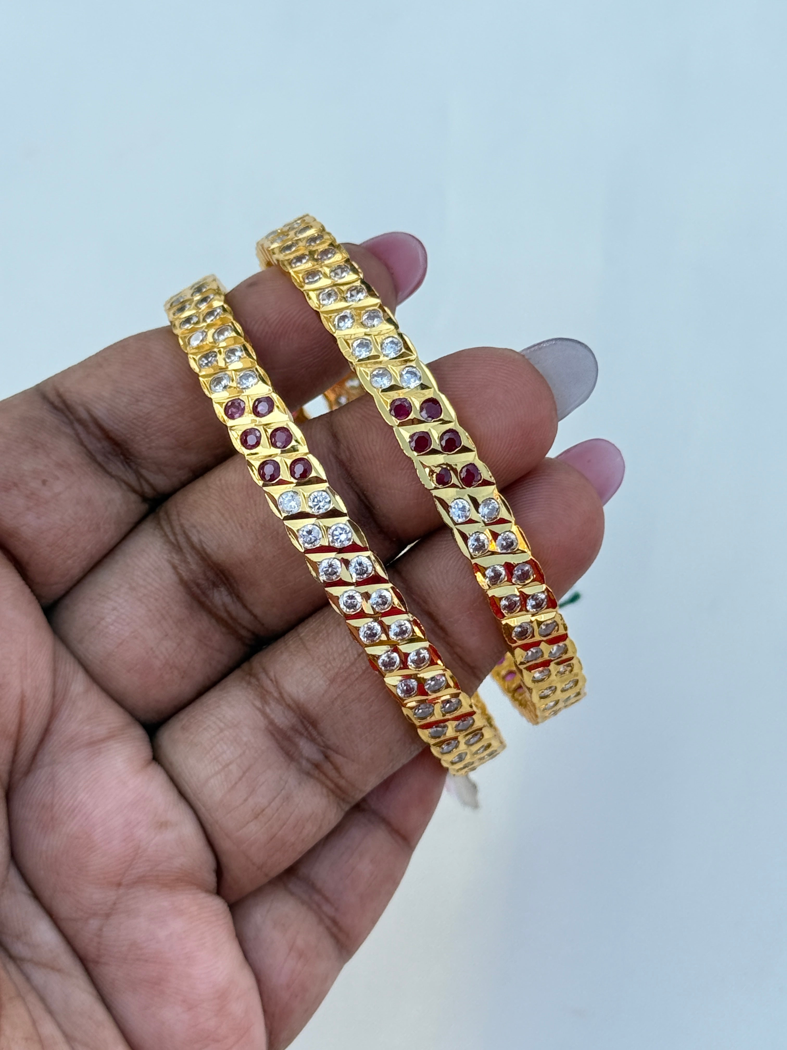 Ph200 panchaloham 2 lines stones bangles