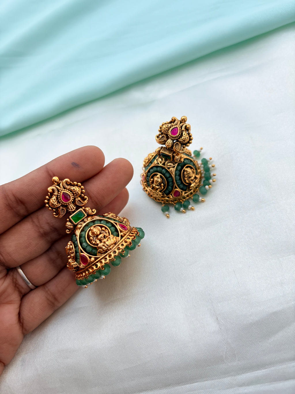 Peacock lakshmi devi design butta earrings Er936