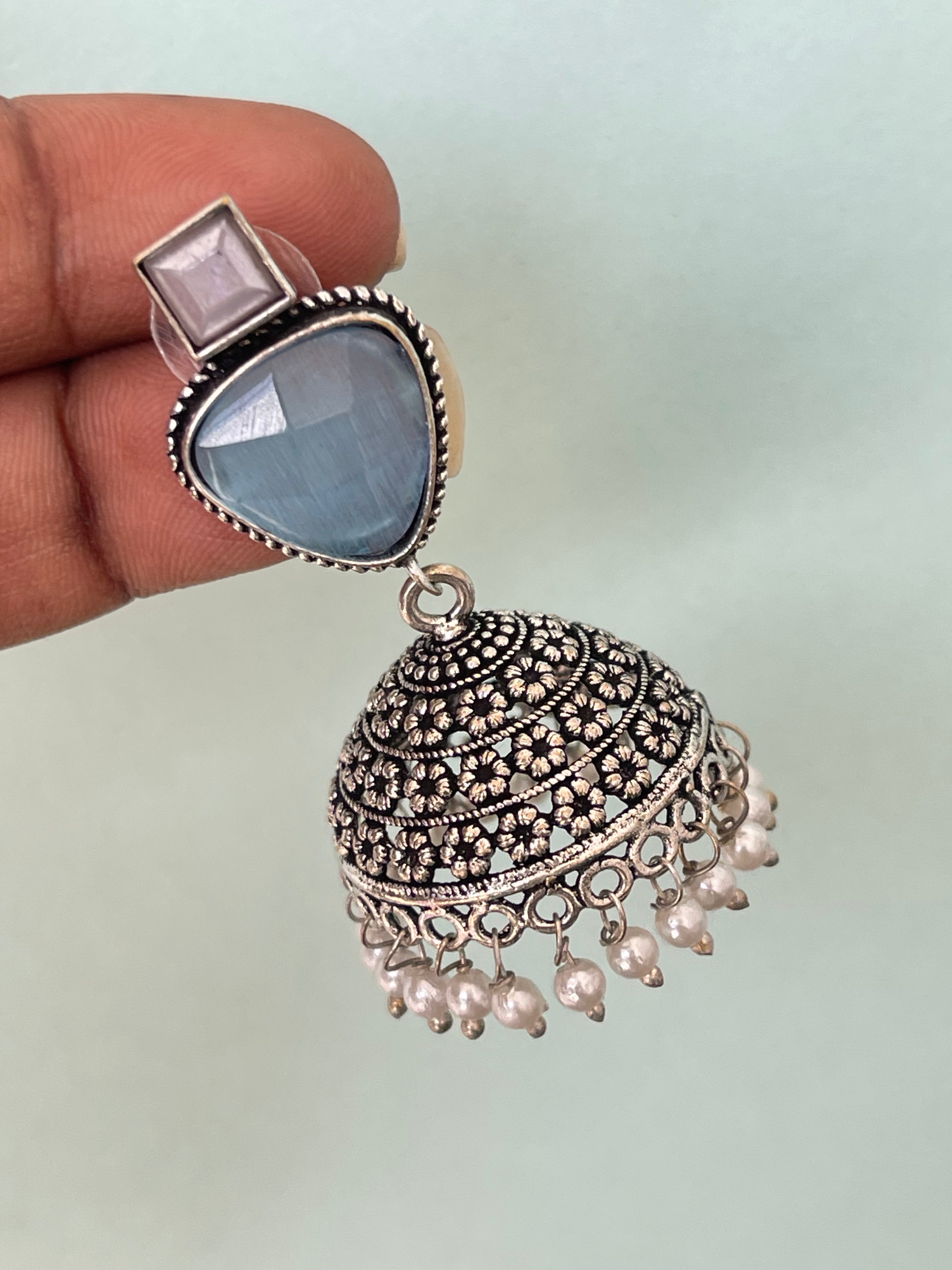 Oxo Oxidised butta Earrings