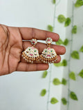 Panchaloham flower multi stones Chandbali back crew earrings ph636