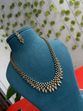 Elegant Diamond Leaf finish long haram with earrings ns874