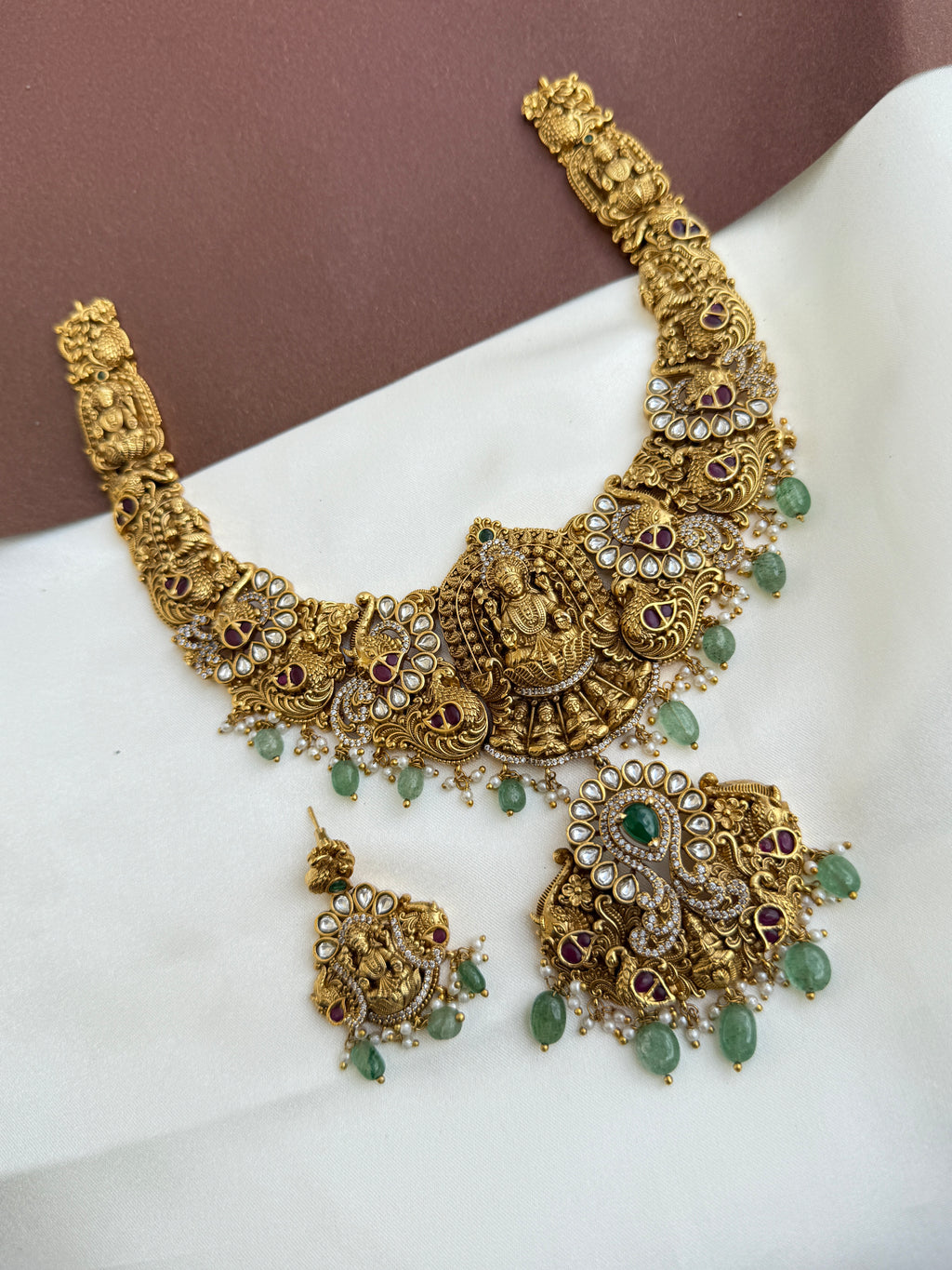Ns354 uncuts cz nakshi lakshmi Devi neckset