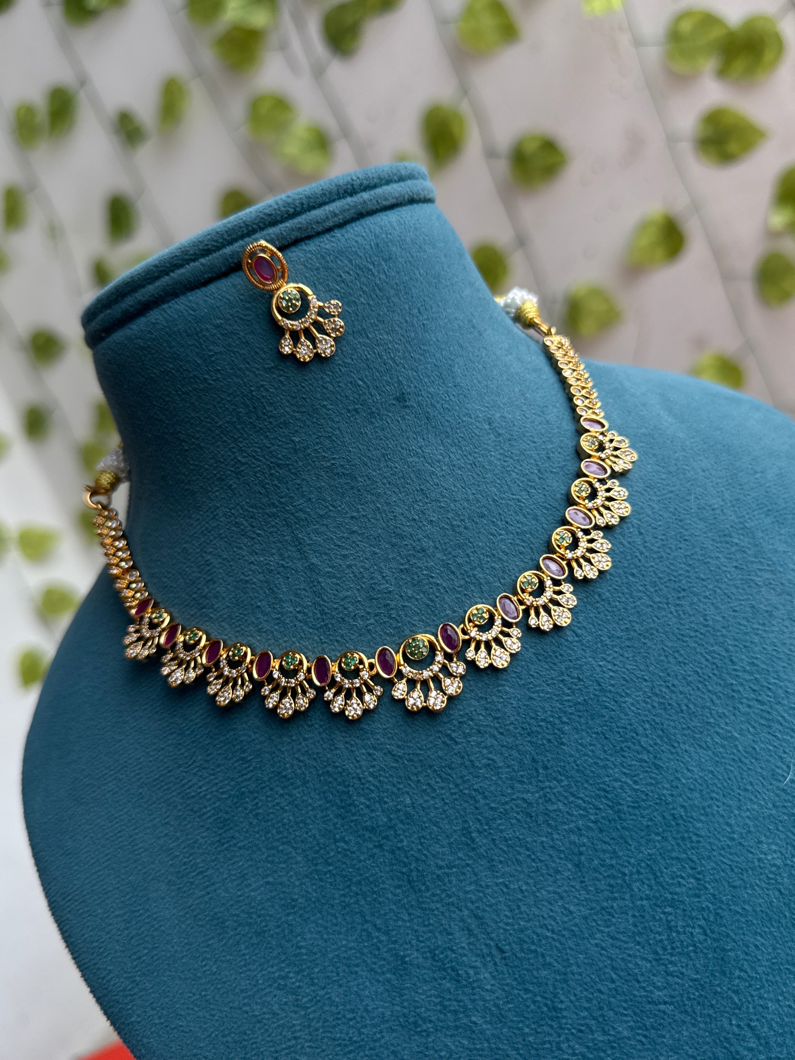 Ns893 flower design  multi short neckset with earrings