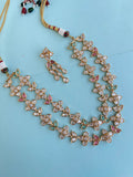 2 lines uncut moissanite premium Neckset PR009