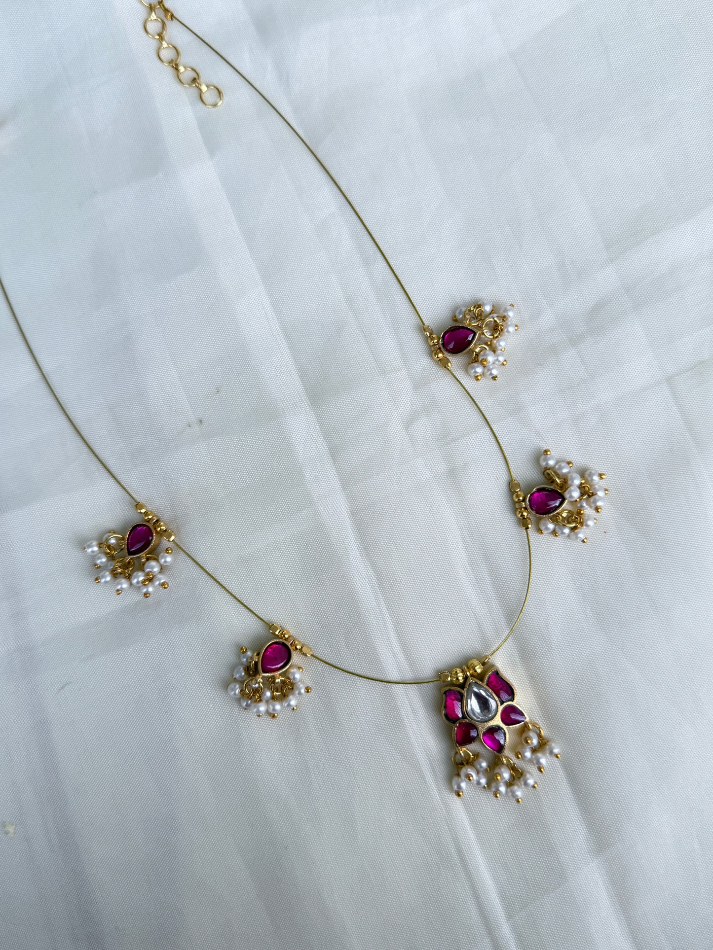 Invisible chain with jadau kundan pendant