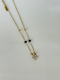 BB056 flower anti tarnish Black Beads