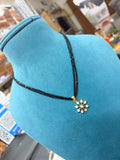 Crystal black beads with Panchaloham pendant 18 inches BB352