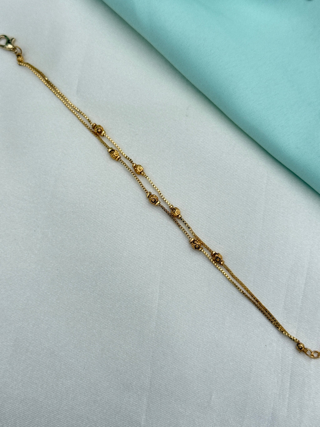 Ab612 micro gold black beads 7 inches 2:4 adjustable chain bracelet