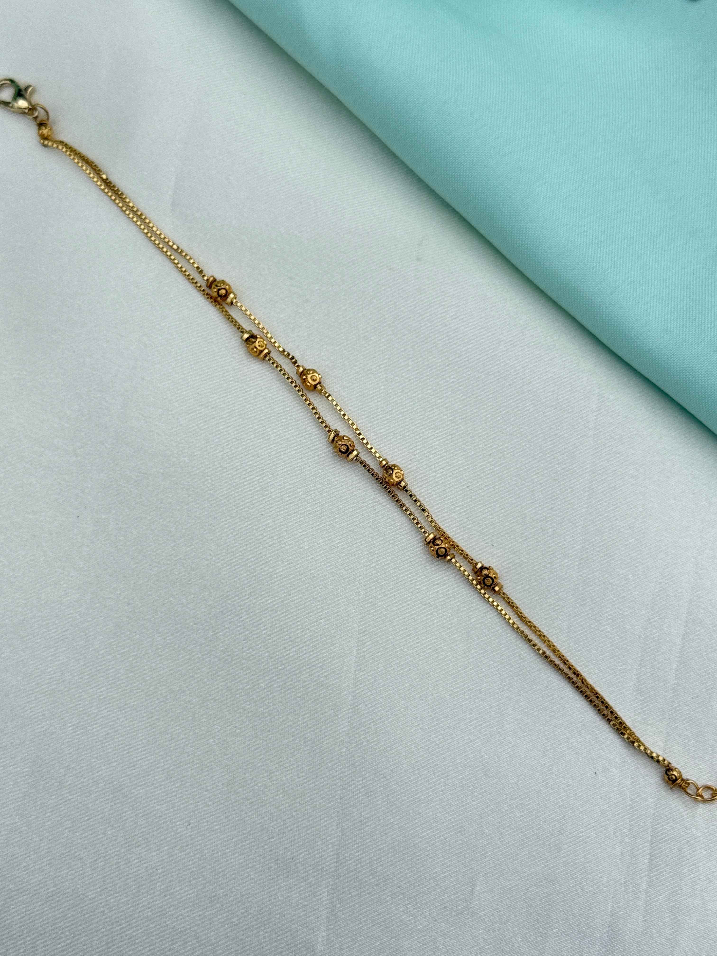 Ab612 micro gold black beads 7 inches 2:4 adjustable chain bracelet