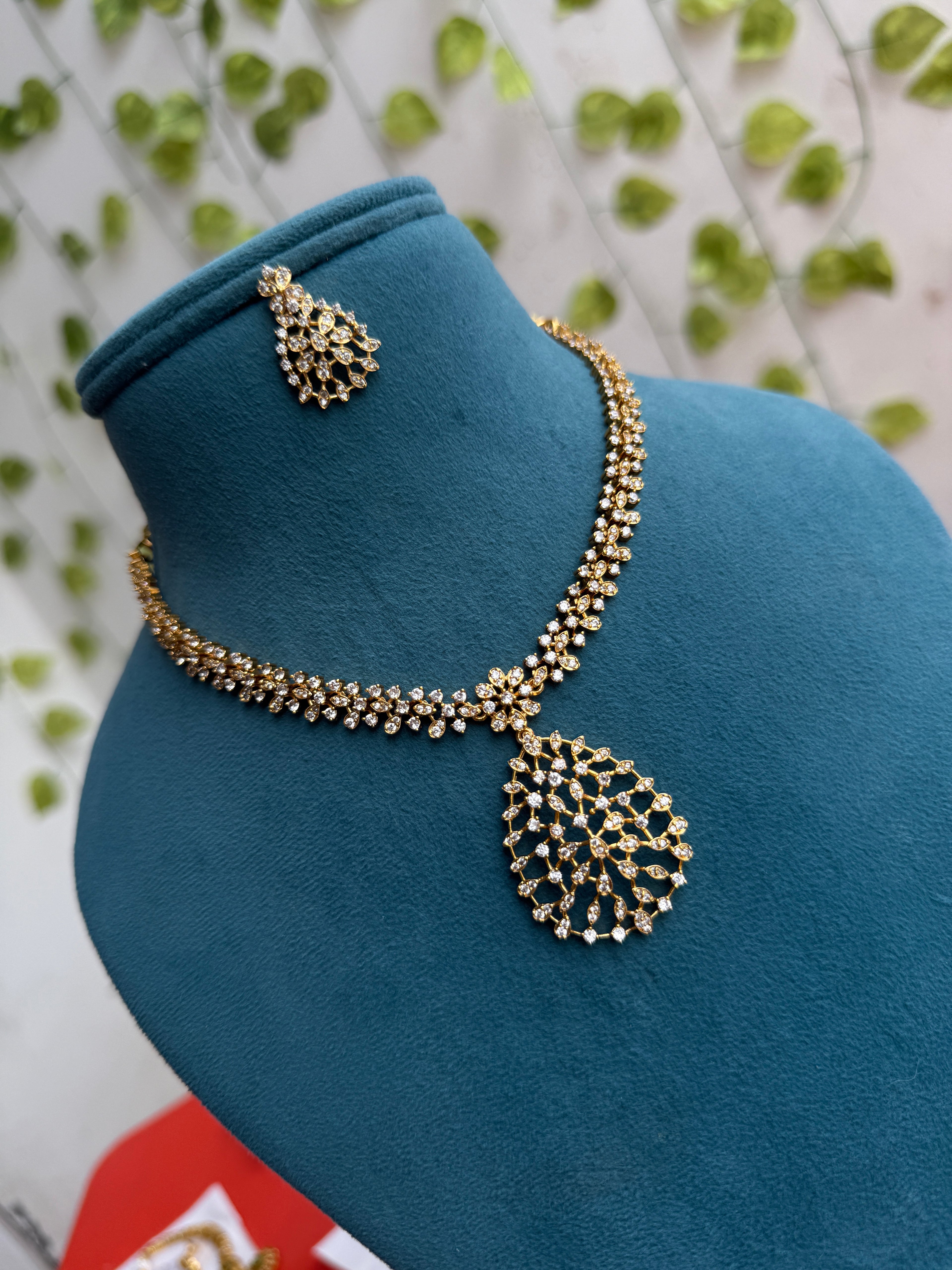 Ns841 short neckset drop pendant with earrings
