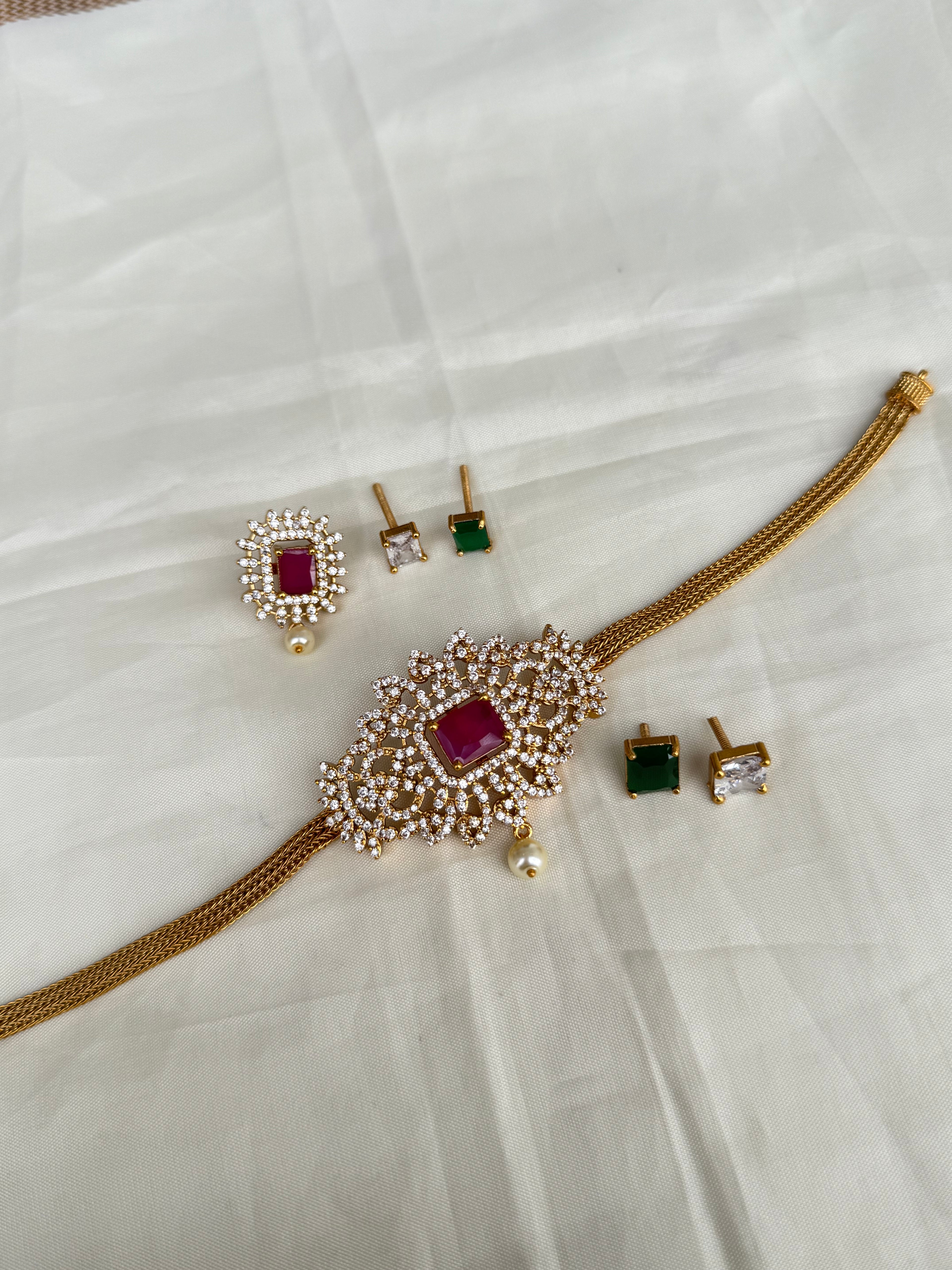 Diamond finish Changeable choker ch004