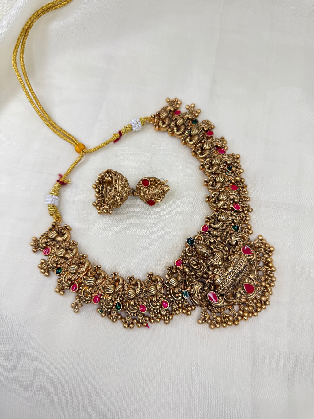 Ns287 multi Lakshmi Devi neckset with earrings