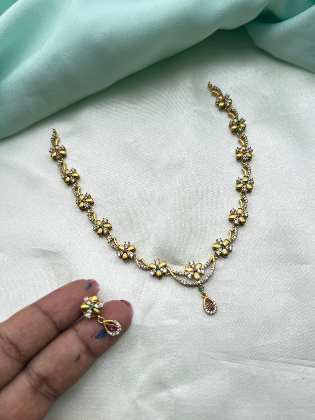 Ns266  flower design short neckset with earrings