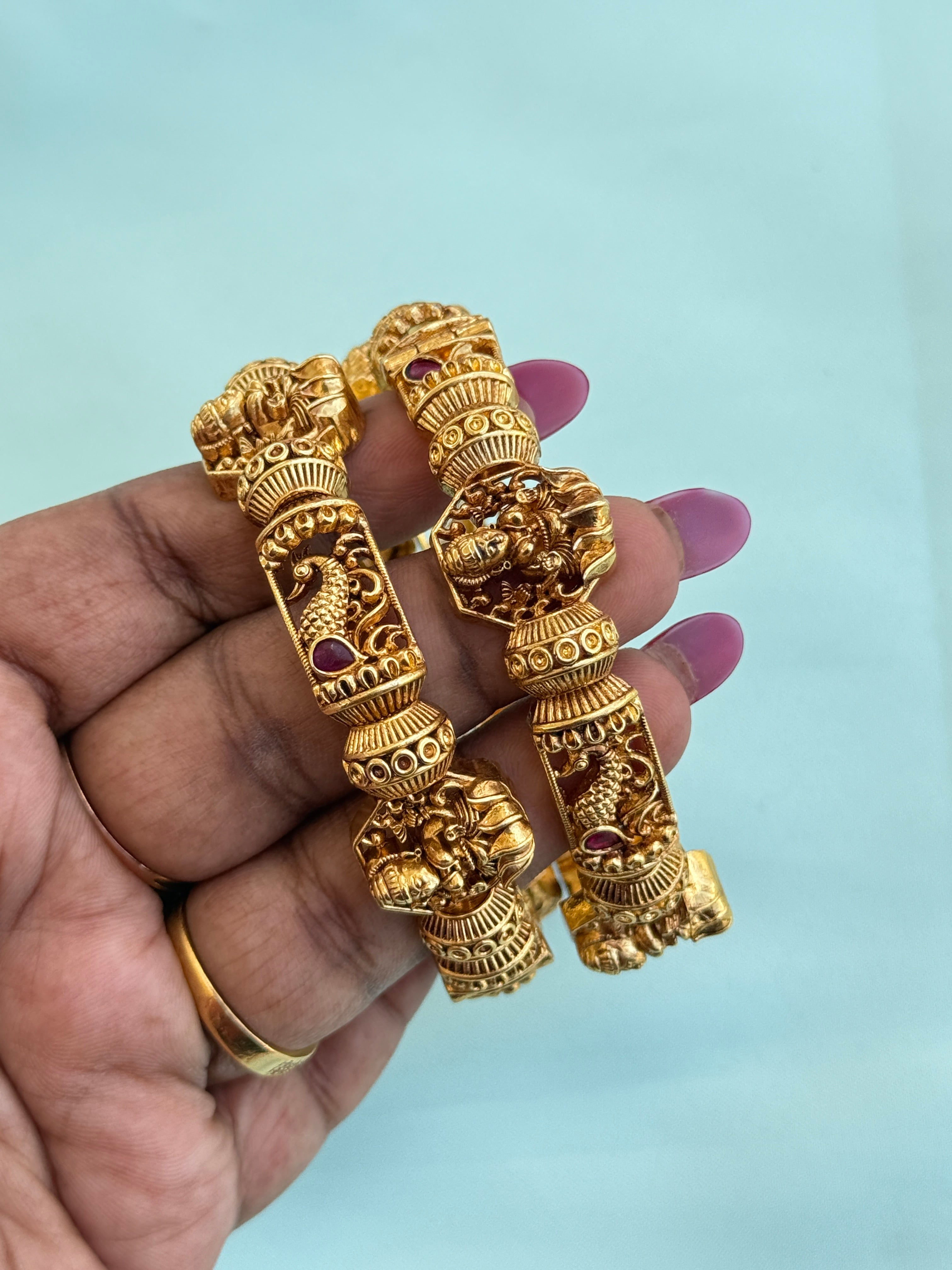 Sb623 nakshi peacock lakshmidevi openable screw type bangles