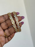 PH367 panchaloham 2 lines white stone bangles