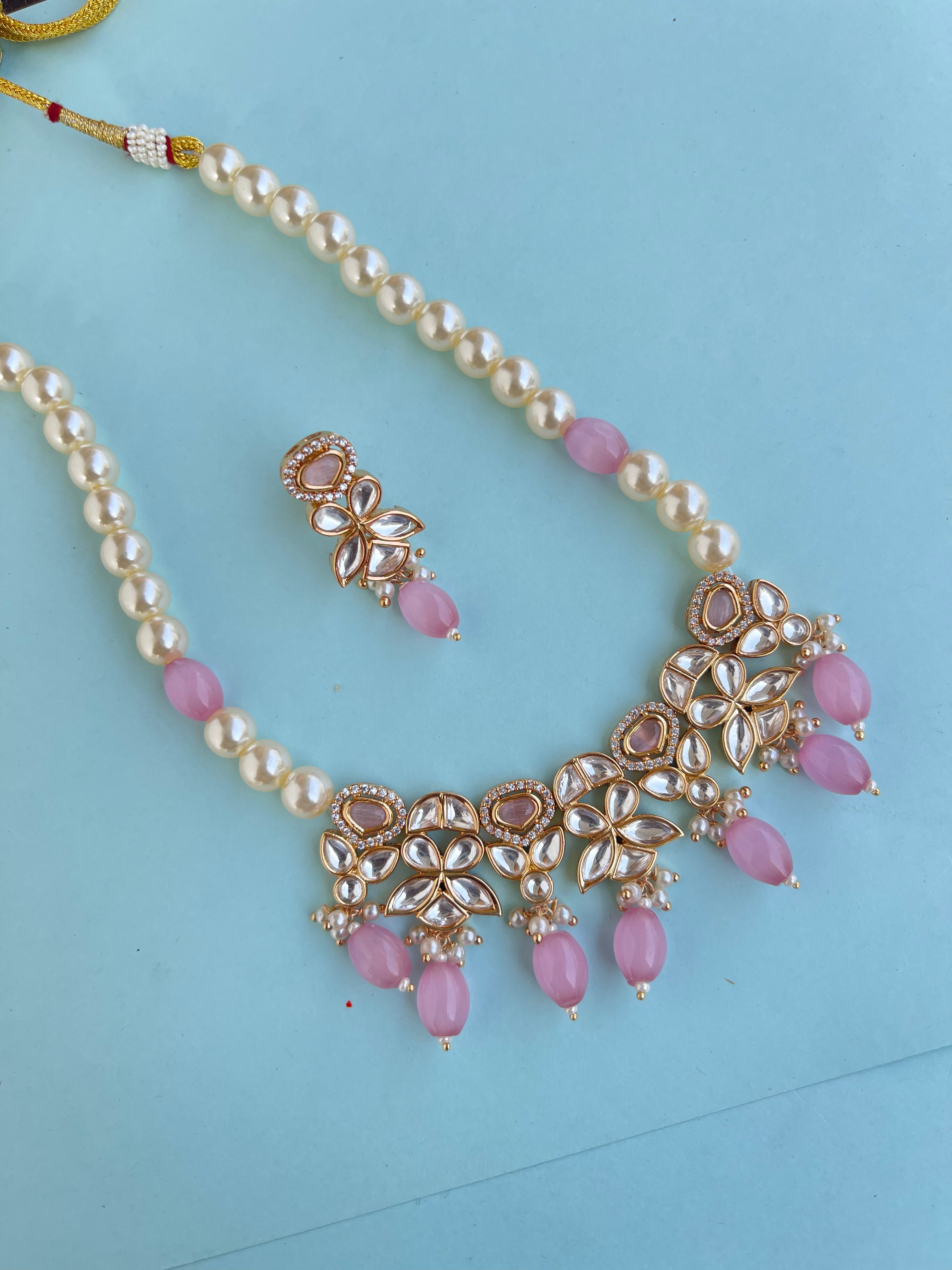 Uncut Kundan single line pearl beads pr004