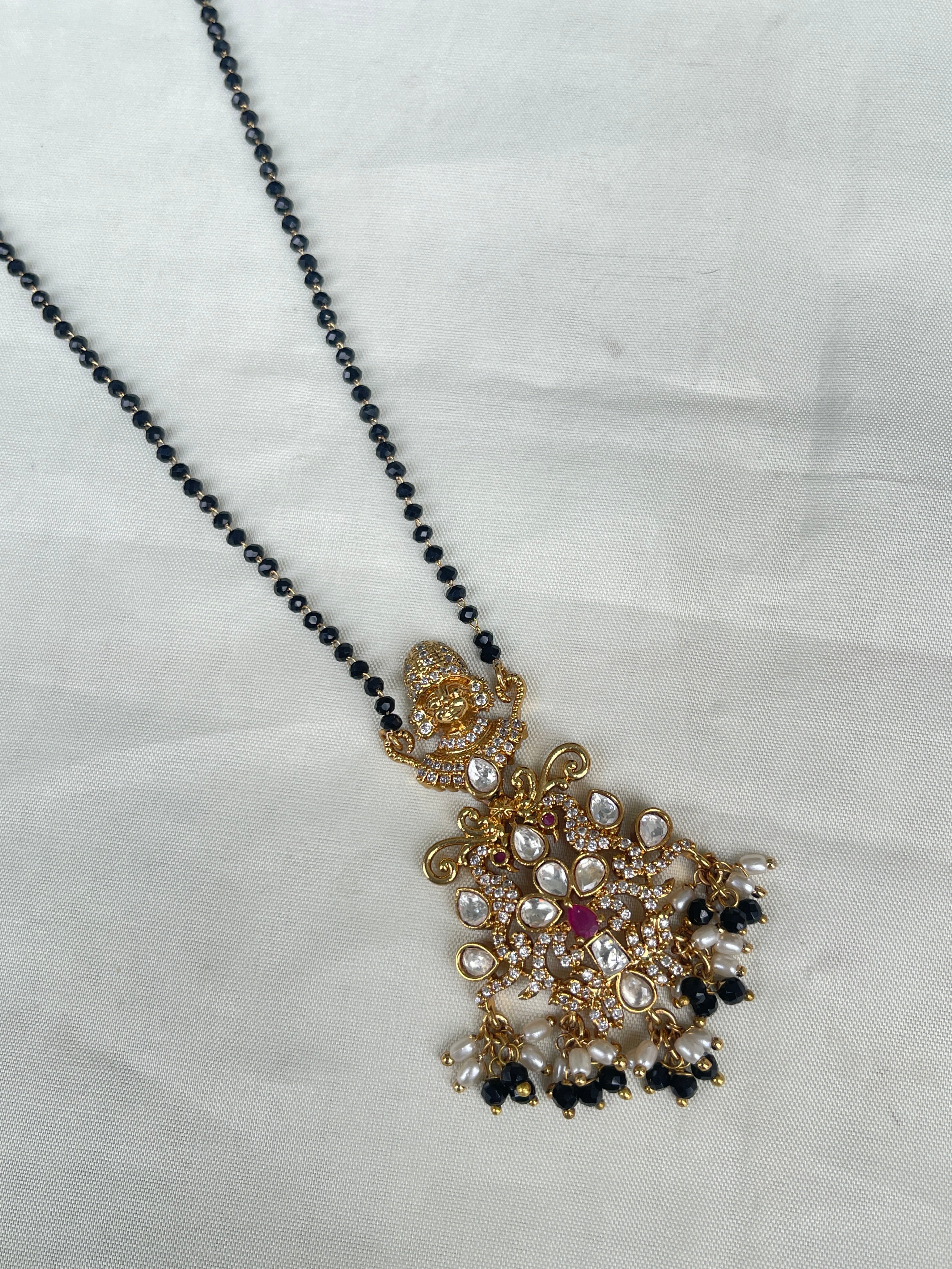 Single line blackbeads with Venkateswara swami pendant bb1720