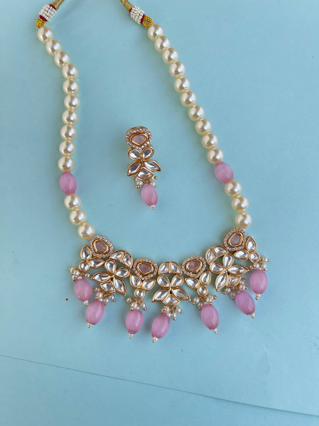 Uncut Kundan single line pearl beads pr004
