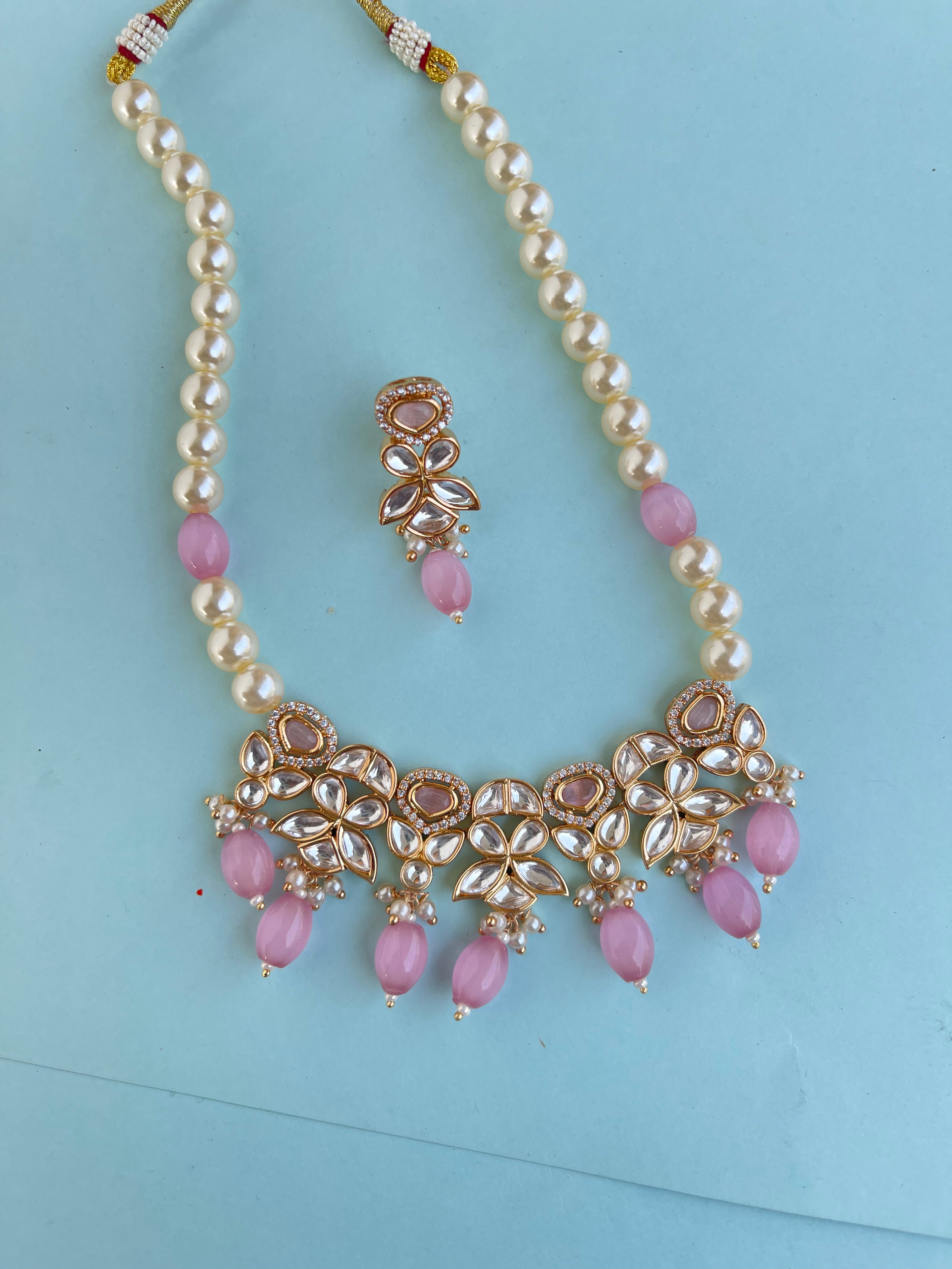 Uncut Kundan single line pearl beads pr004