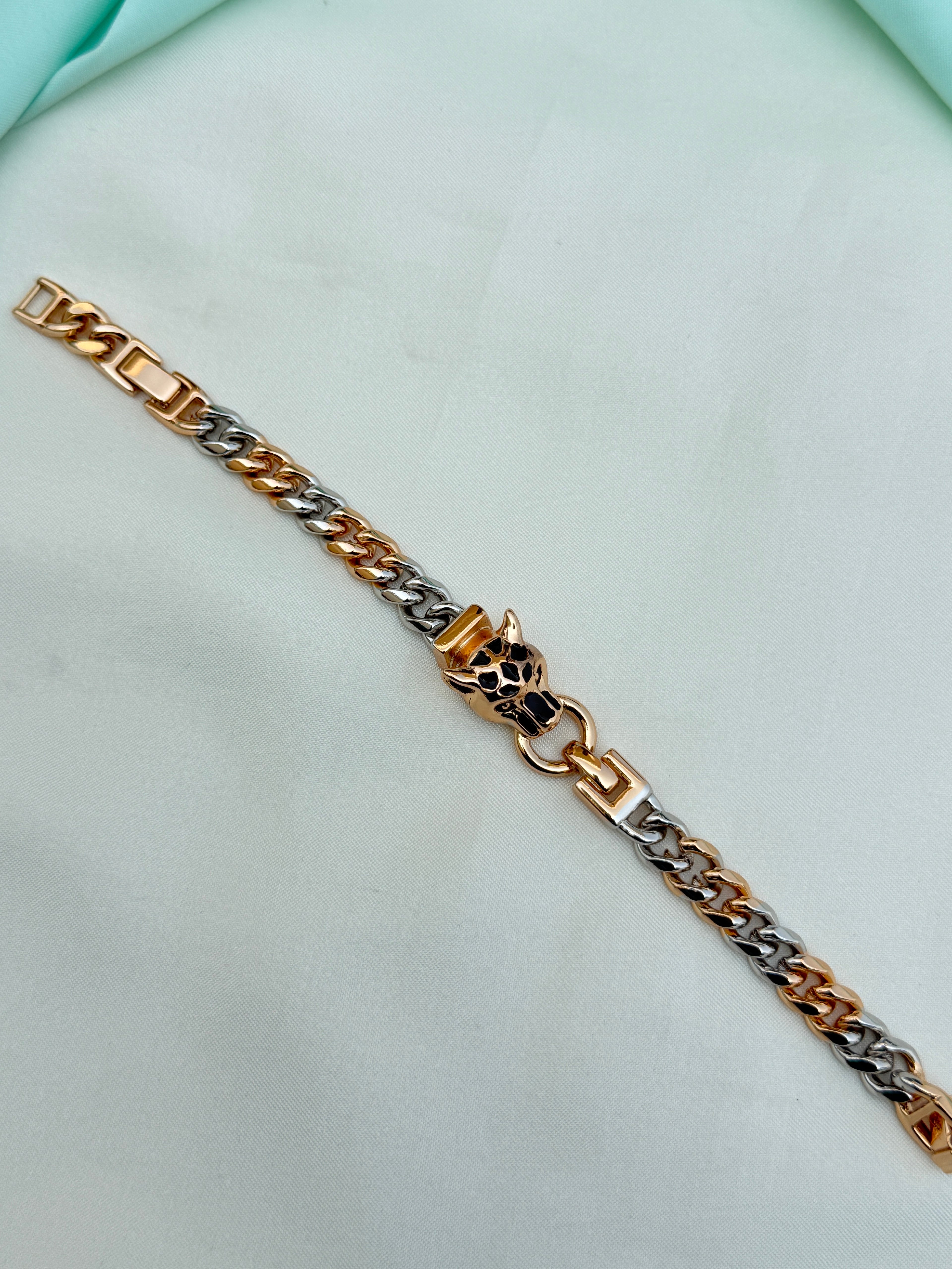 Mn042 anti tarnish silver and rose gold mens chain bracelet (2.6) to (2.8)
