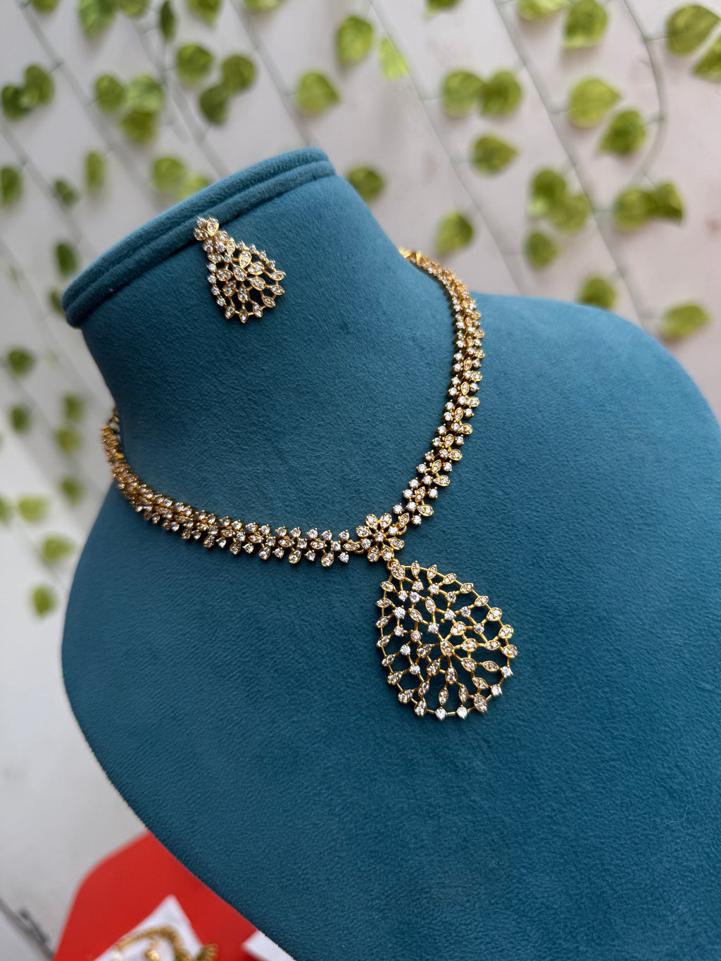 Ns841 short neckset drop pendant with earrings