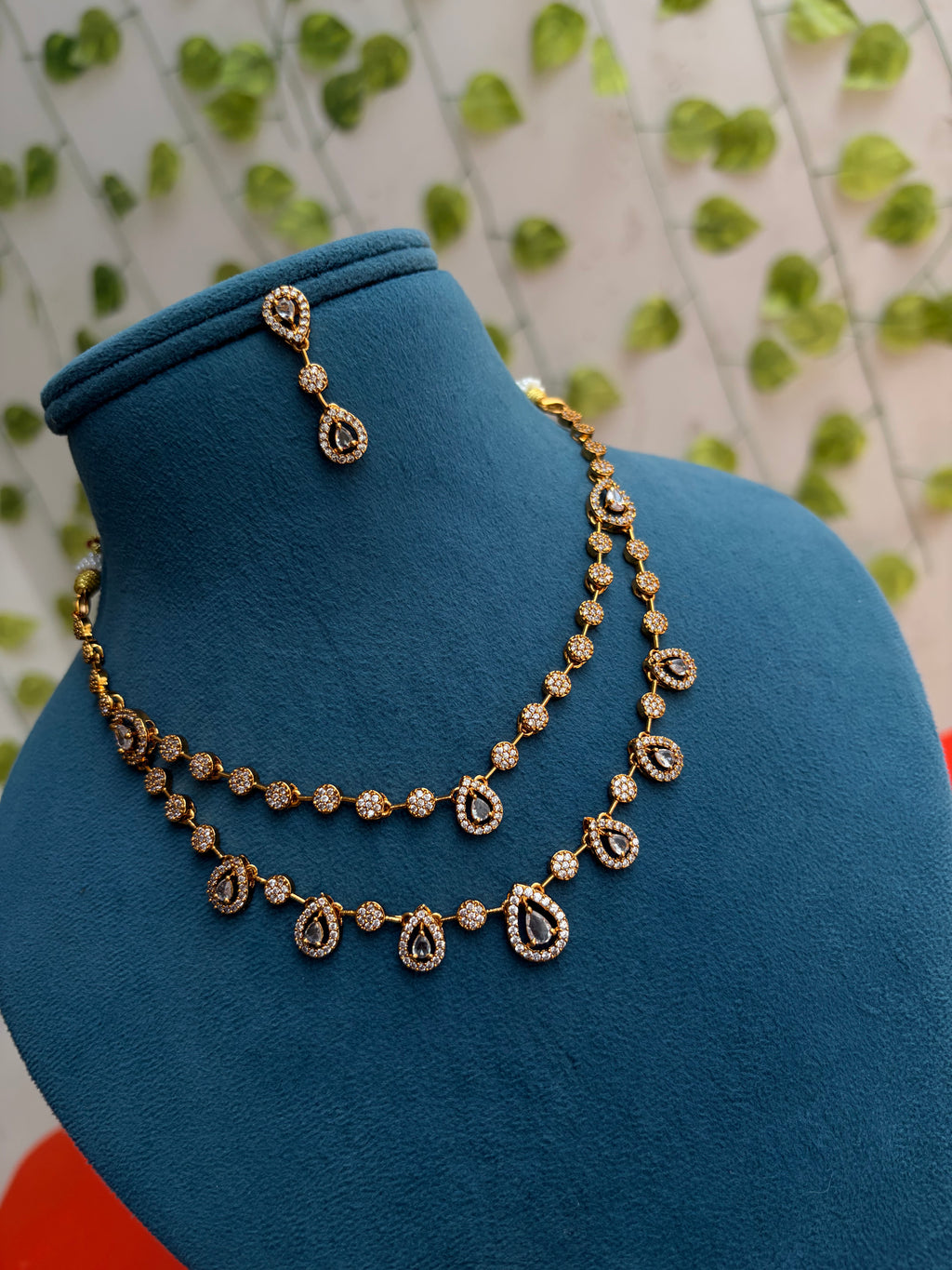 Ns833 drops 2 layers short neckset with earrings