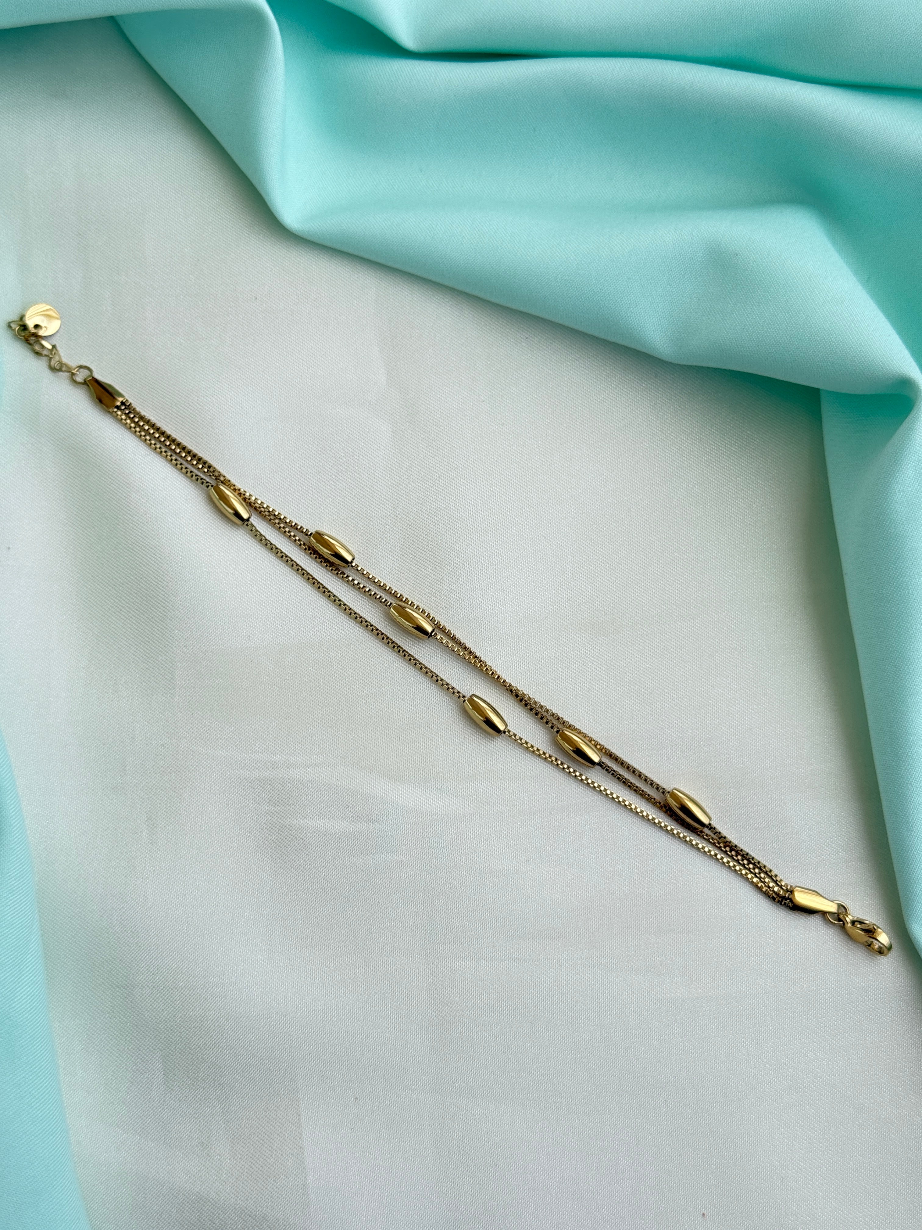 Ab563 anti tarnish 8 inches 3 layers adjusted chain bracelet