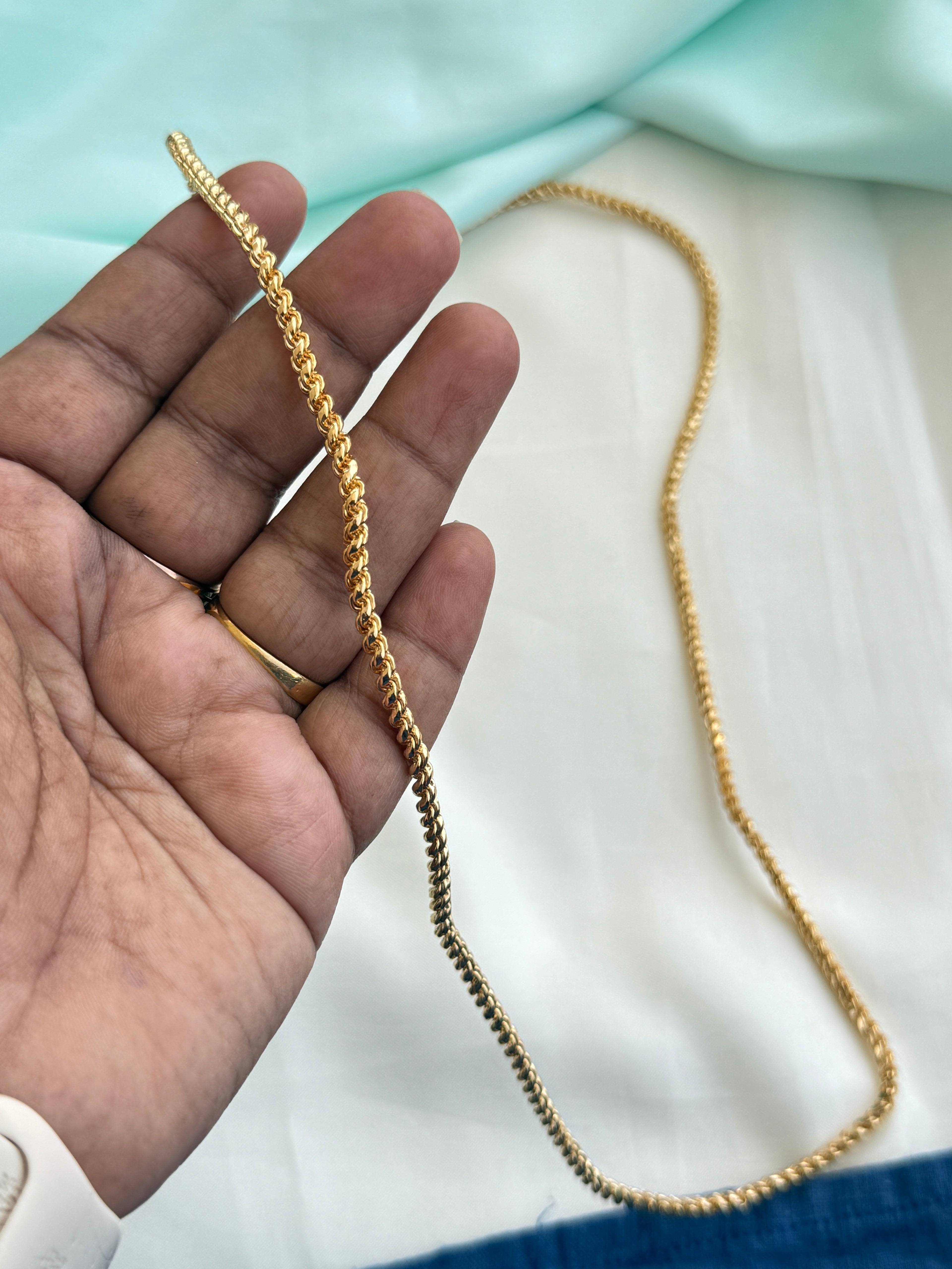 Ph539 panchaloham polished plain 25 inches thali chains