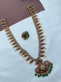 LH574 dual peacock kemp Long Haram with pumpkin beads