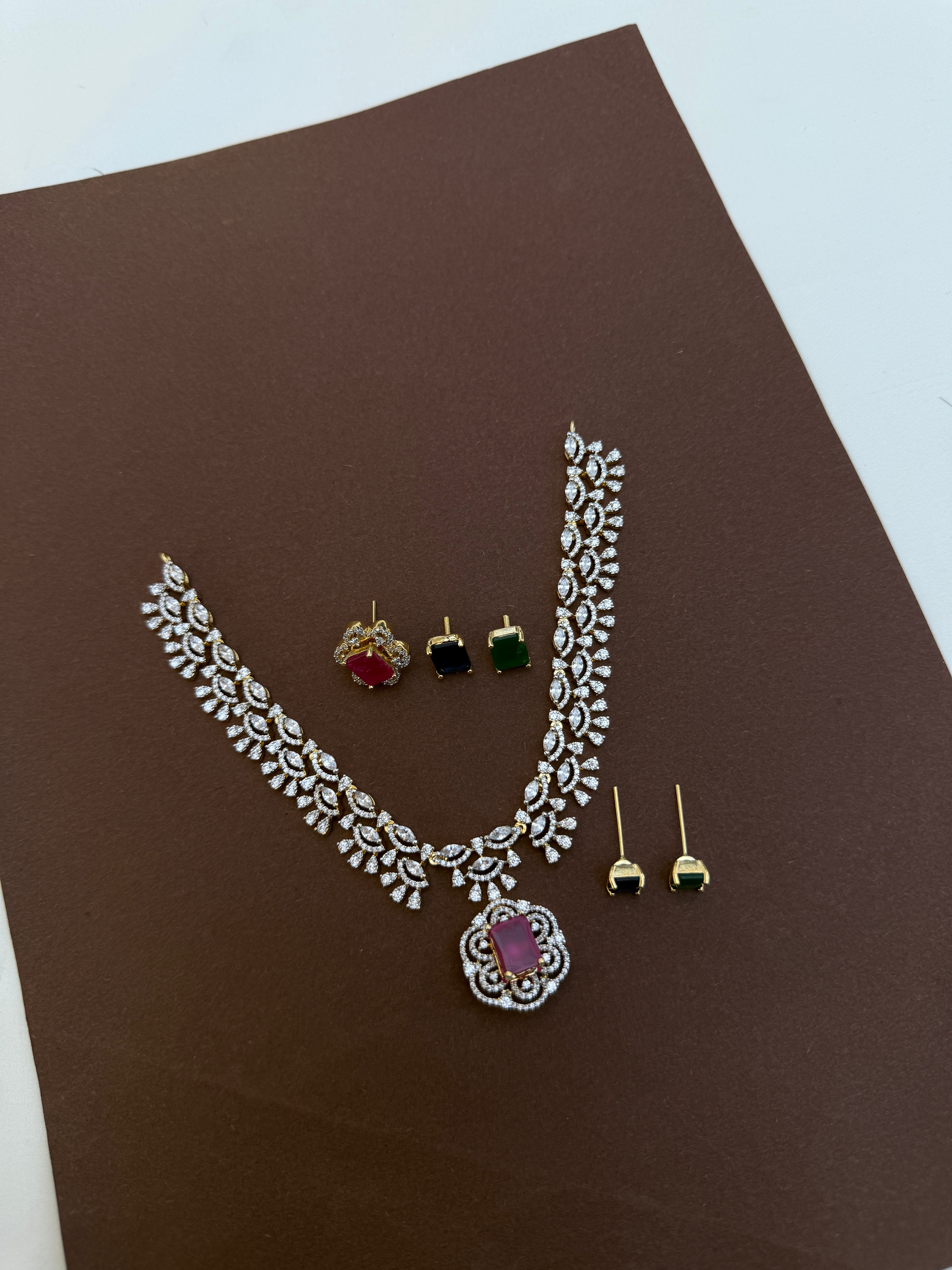 Ns744 diamond finishing changeable neckset 3 colours