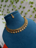 Ns930 Multi Lakshmi devi Kasulu short Neckset with earrings