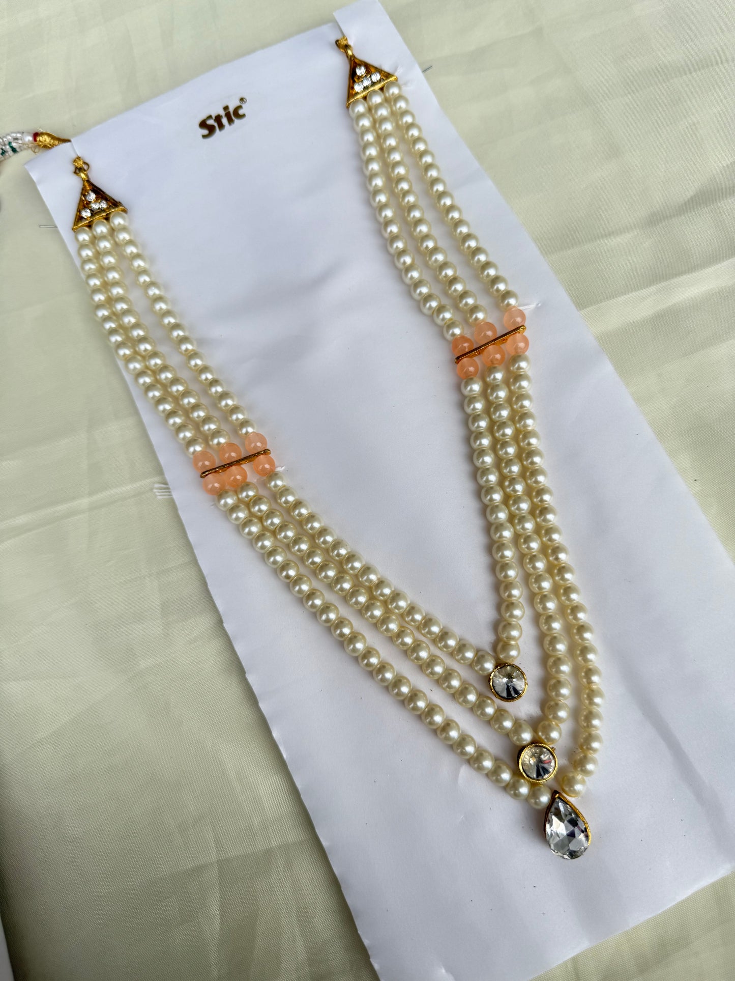 Bb236 3 layers long pearl chain