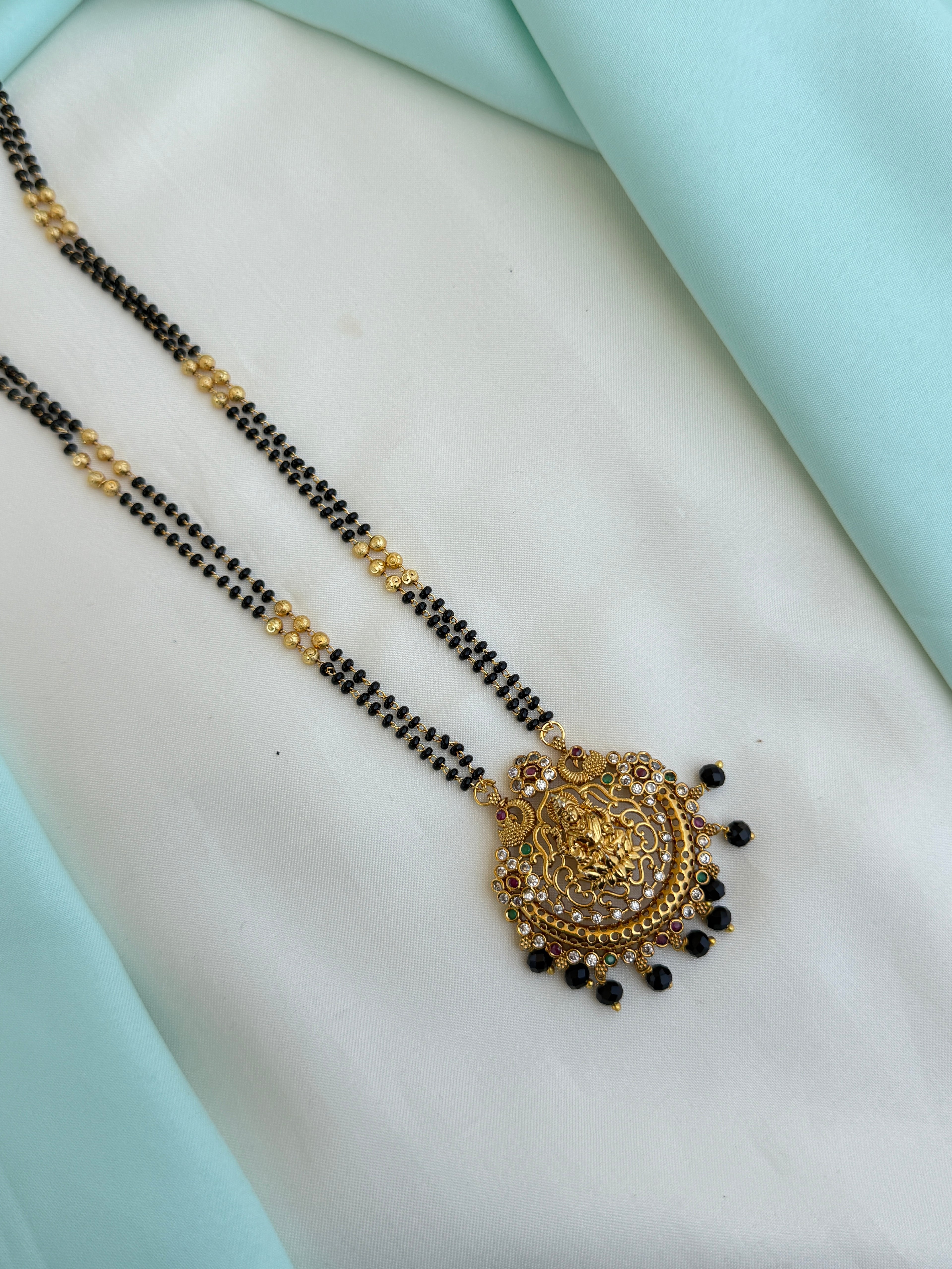 Bb133 lakshmidevi matt finishing 28 inches 2 layers blackbeads