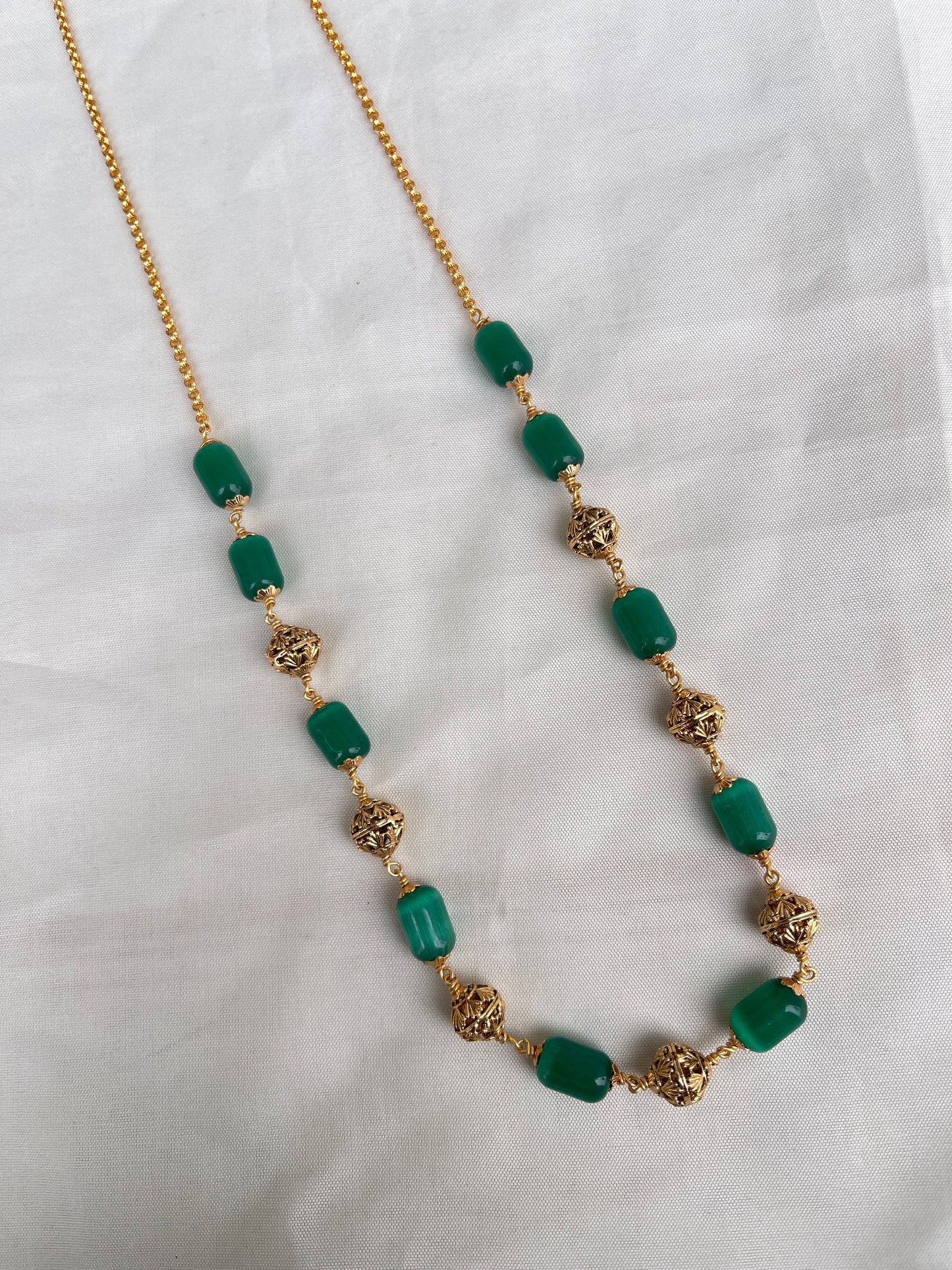 18inches Green beads with antique ball