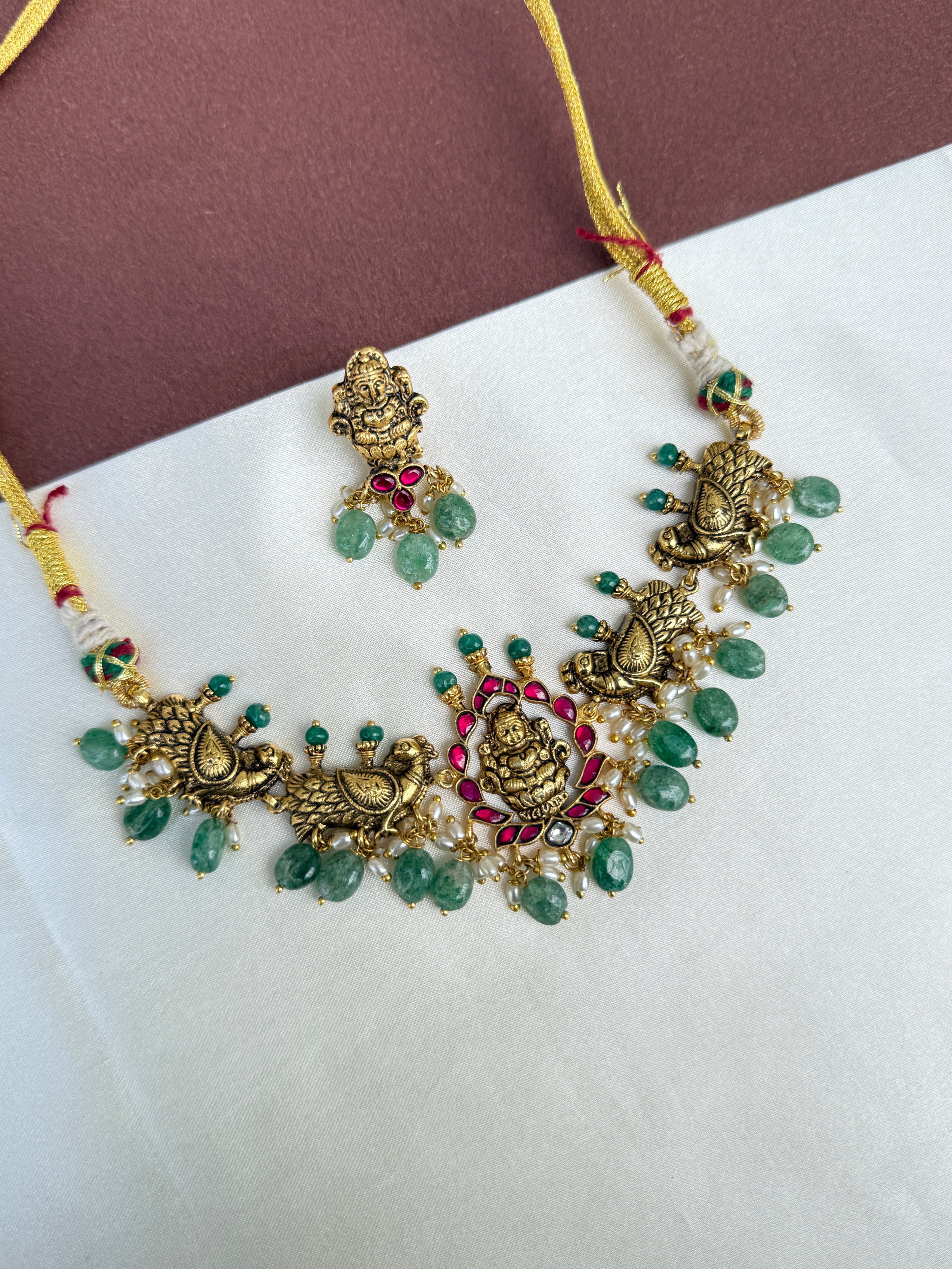 Ns404 jadau Kundan nakshi lakshmi Devi neckset