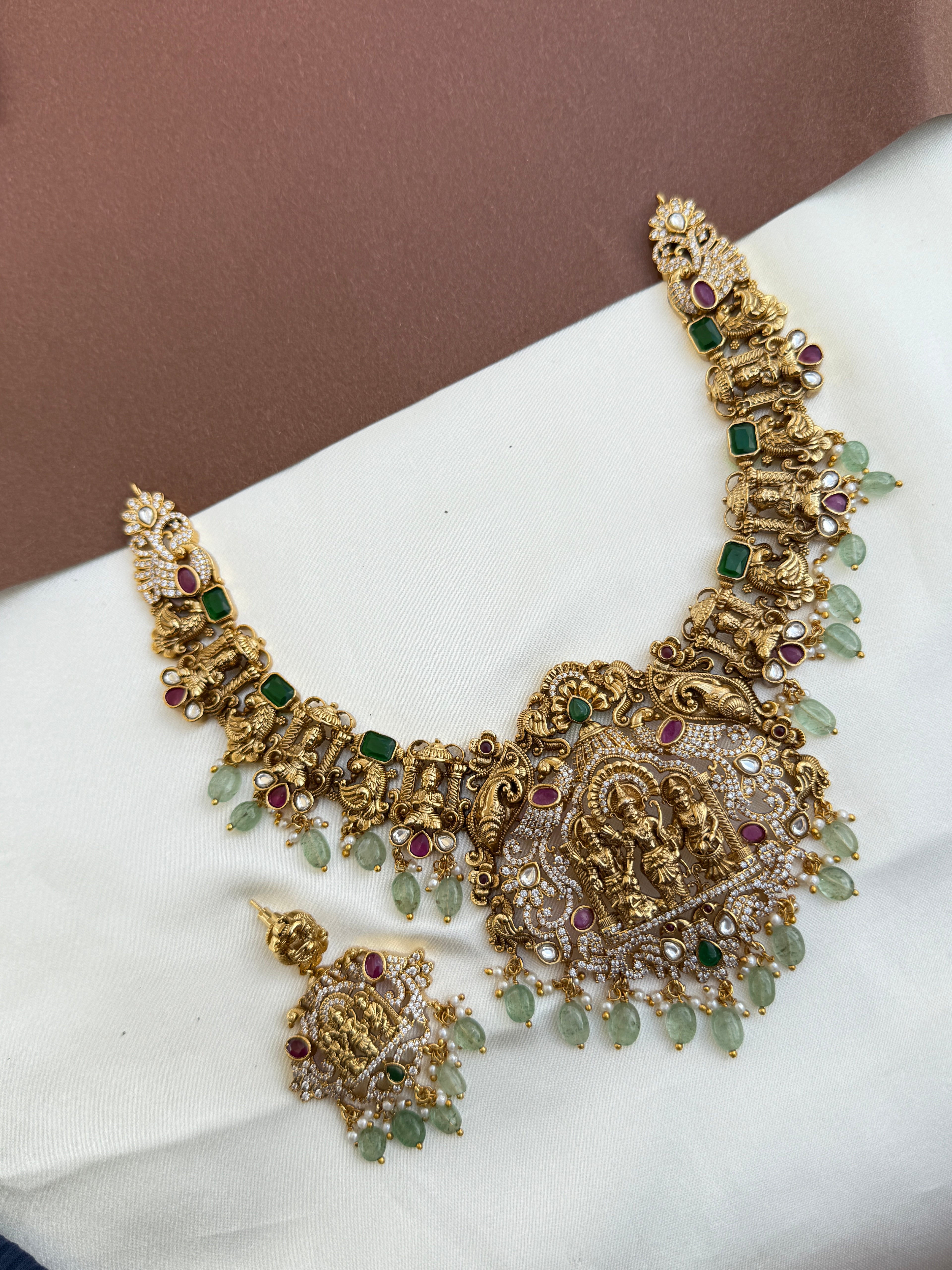 Ns353 ramparivar nakshi cz Kundan neckset